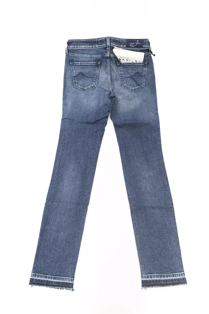 Jacob Cohen Blaue Baumwolljeans für Damen mit Fransensaum