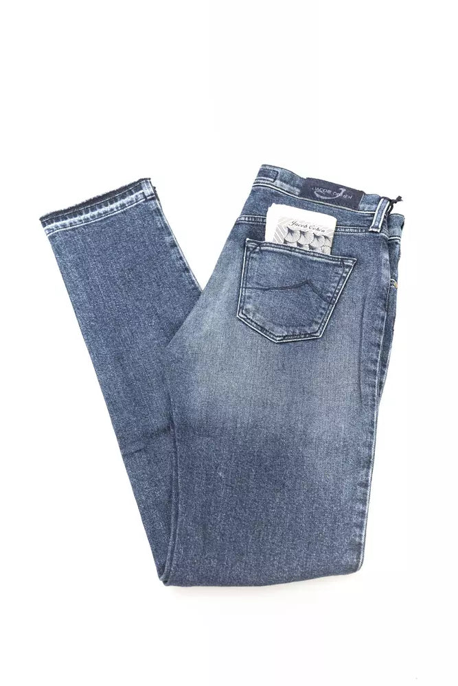 Jacob Cohen Blaue Damenjeans aus Baumwolle mit Ponyfell-Etikett