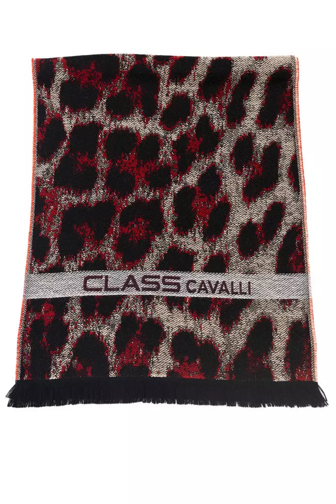Eșarfă pentru bărbați Cavalli Class din lână vișinie