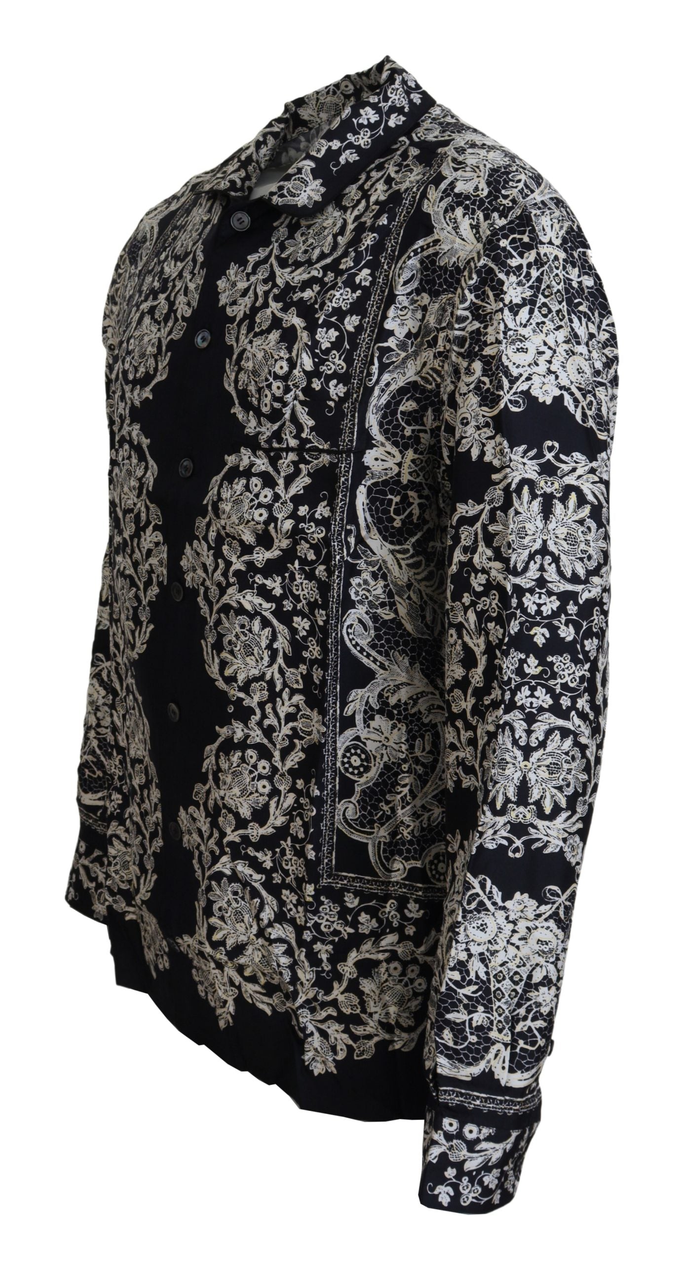 Dolce &amp; Gabbana Elegantes Satinhemd mit Blumenmuster und Barockmotiv