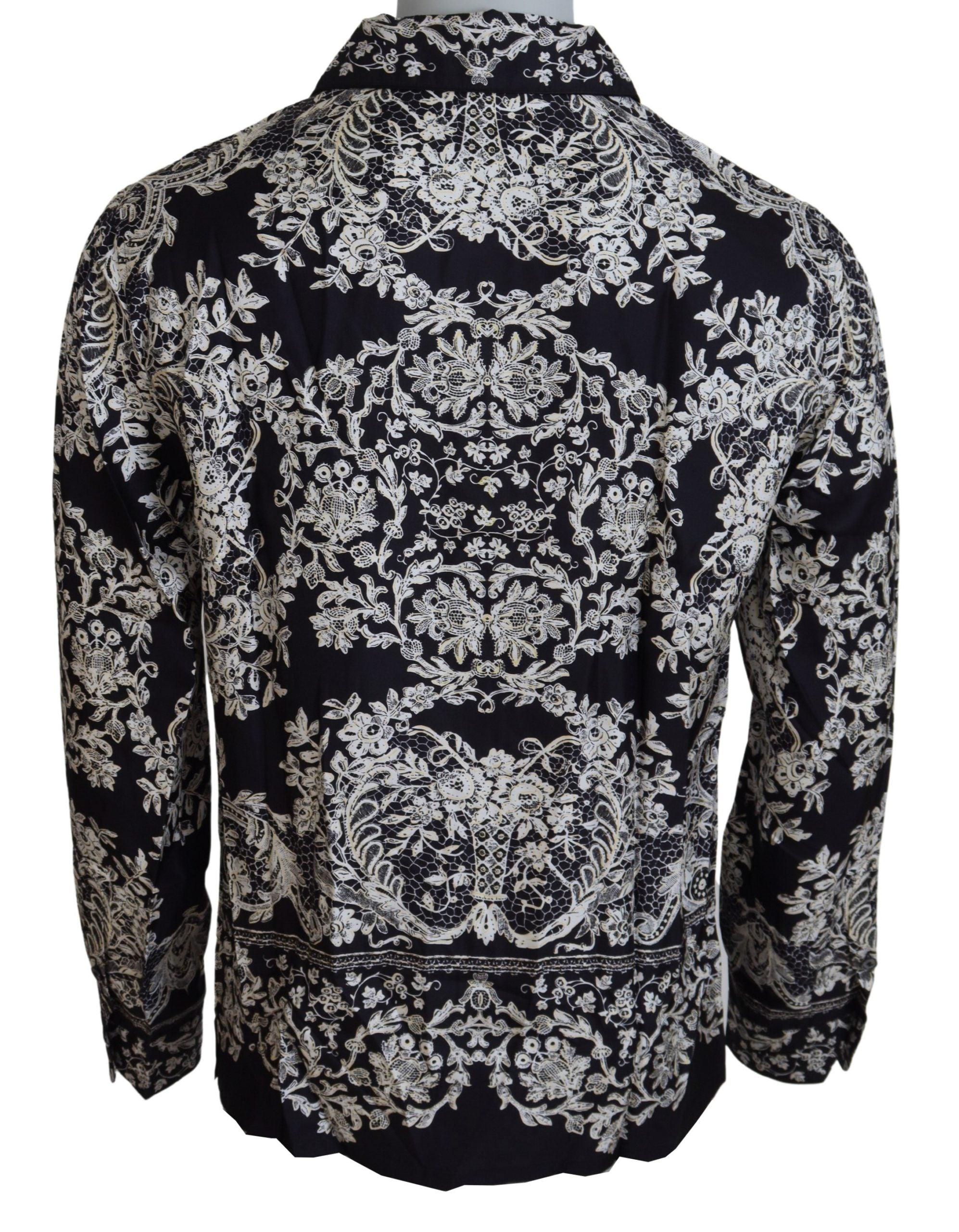 Dolce &amp; Gabbana Elegantes Satinhemd mit Blumenmuster und Barockmotiv