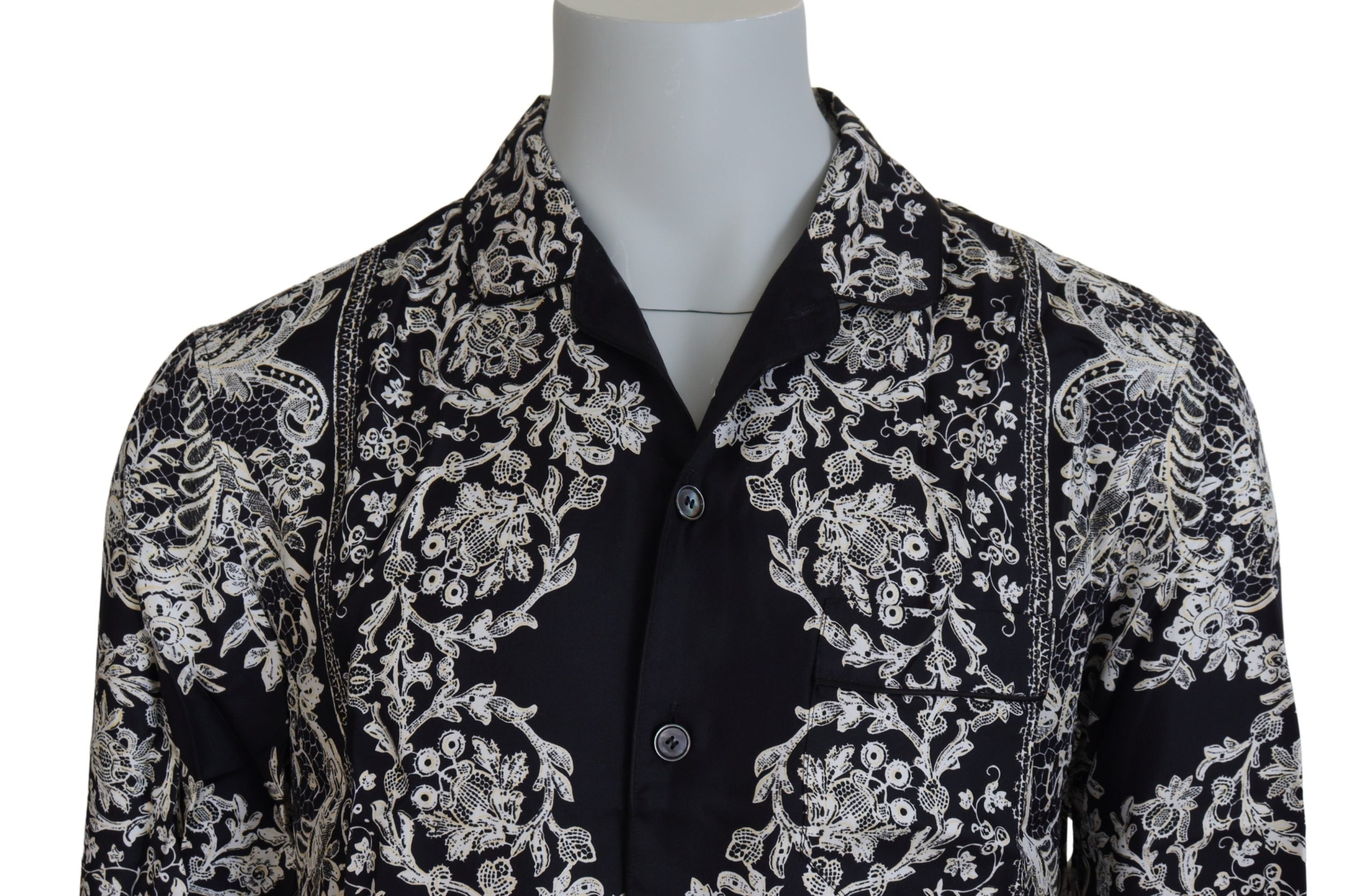Dolce &amp; Gabbana Elegantes Satinhemd mit Blumenmuster und Barockmotiv