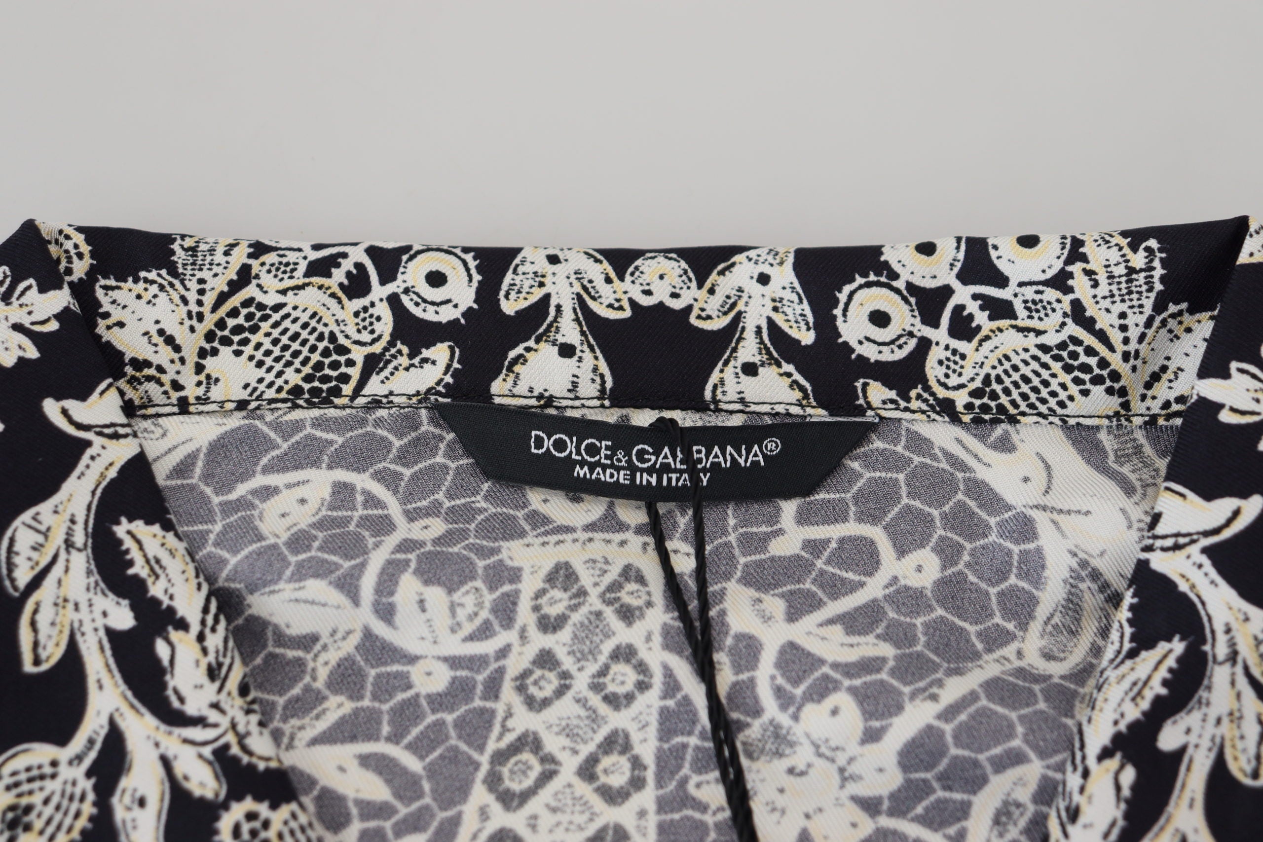 Dolce &amp; Gabbana Elegantes Satinhemd mit Blumenmuster und Barockmotiv