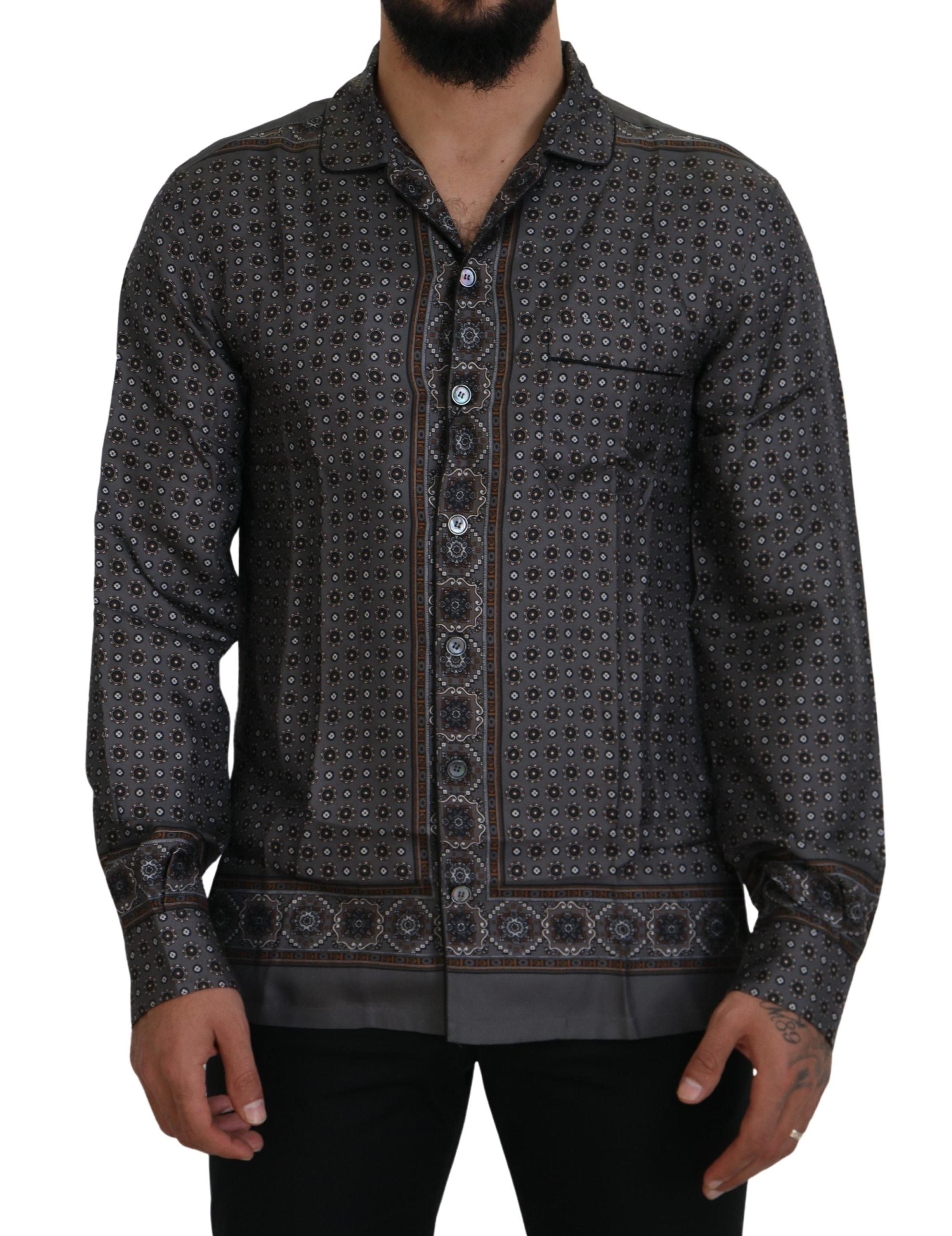 Dolce &amp; Gabbana Elegantes Barockhemd aus Seidensatin