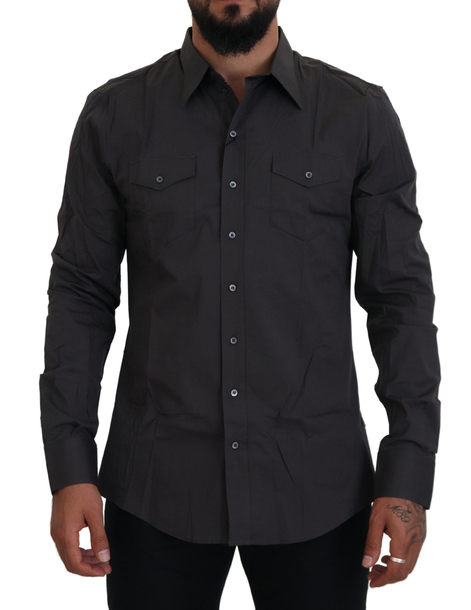 Dolce &amp; Gabbana Elegantes, graues Slim Fit-Hemd „Sicilia“