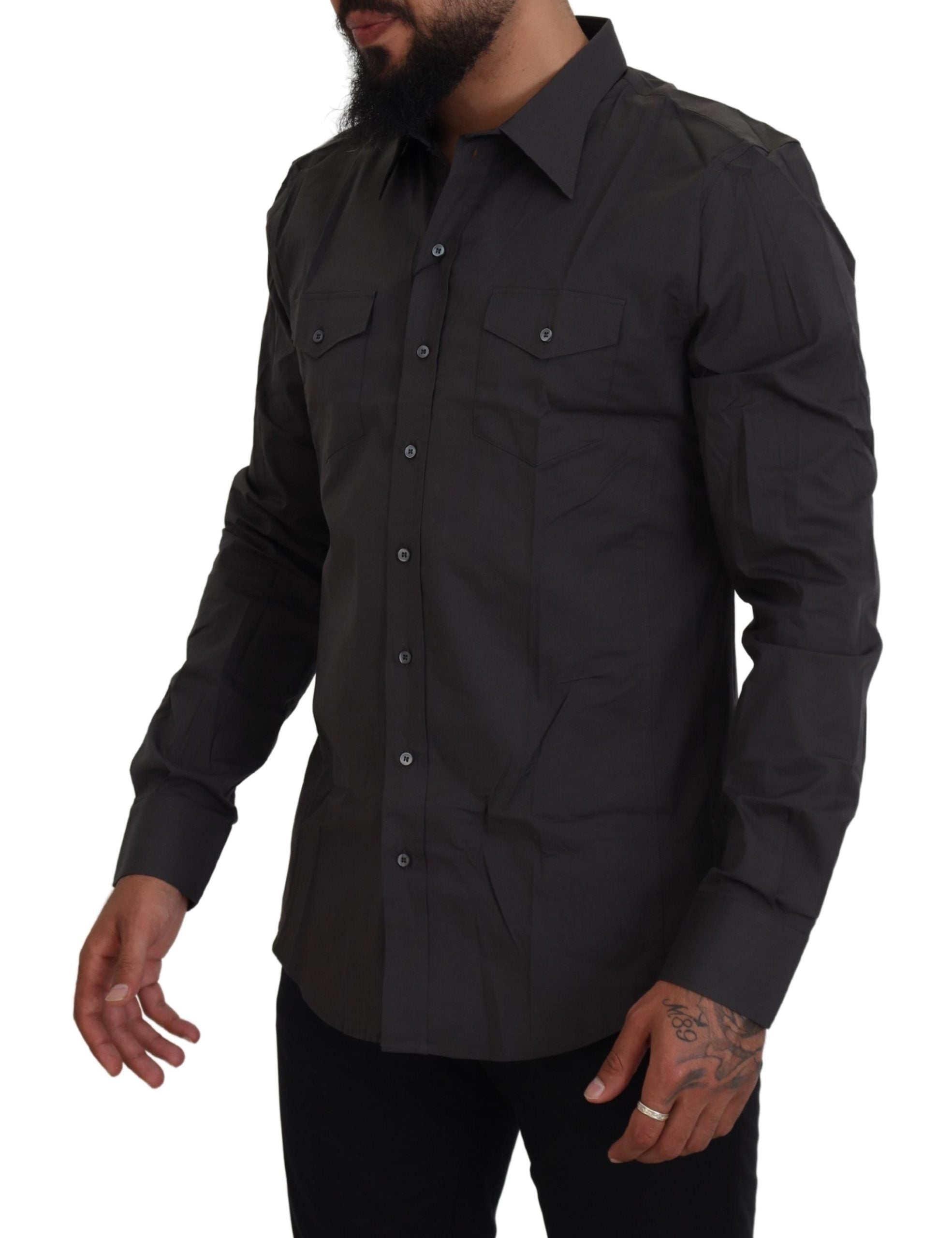 Dolce &amp; Gabbana Elegantes, graues Slim Fit-Hemd „Sicilia“
