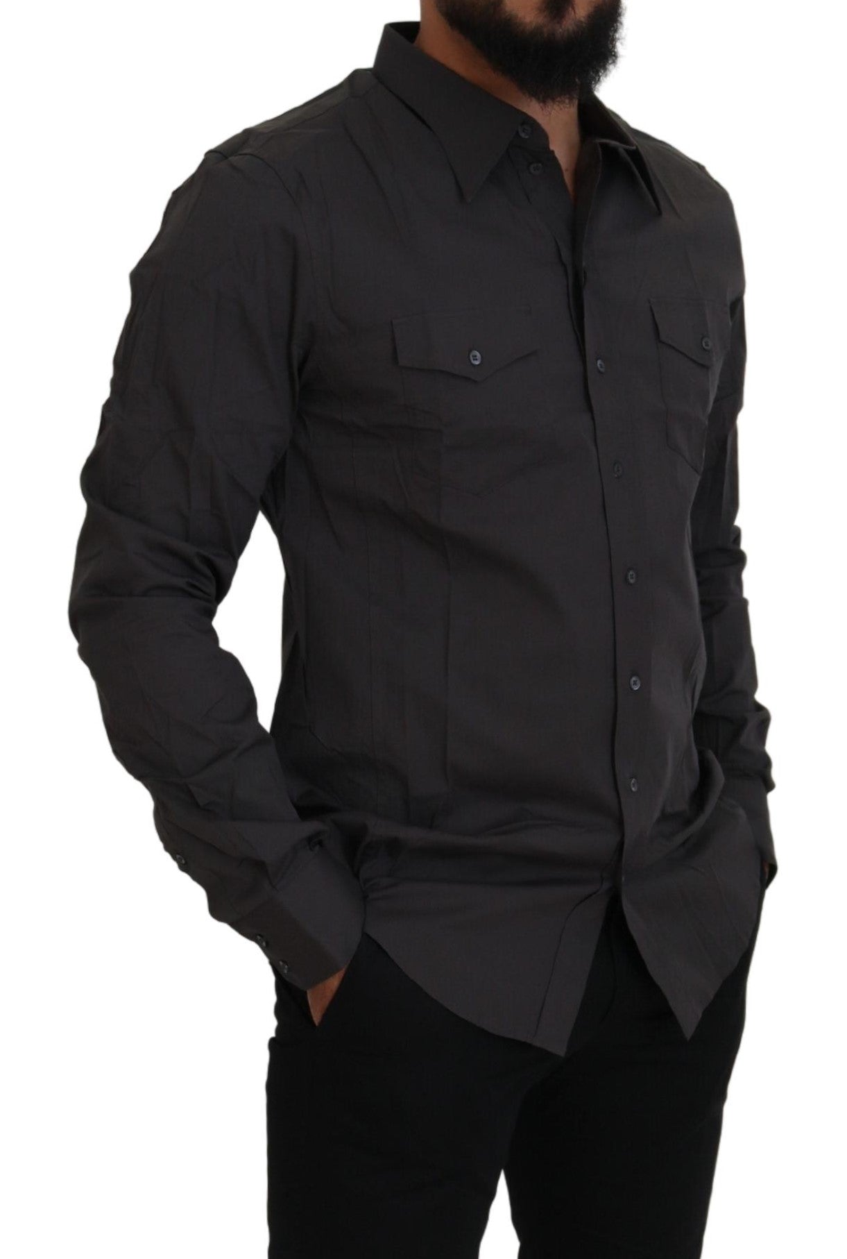 Dolce &amp; Gabbana Elegantes, graues Slim Fit-Hemd „Sicilia“