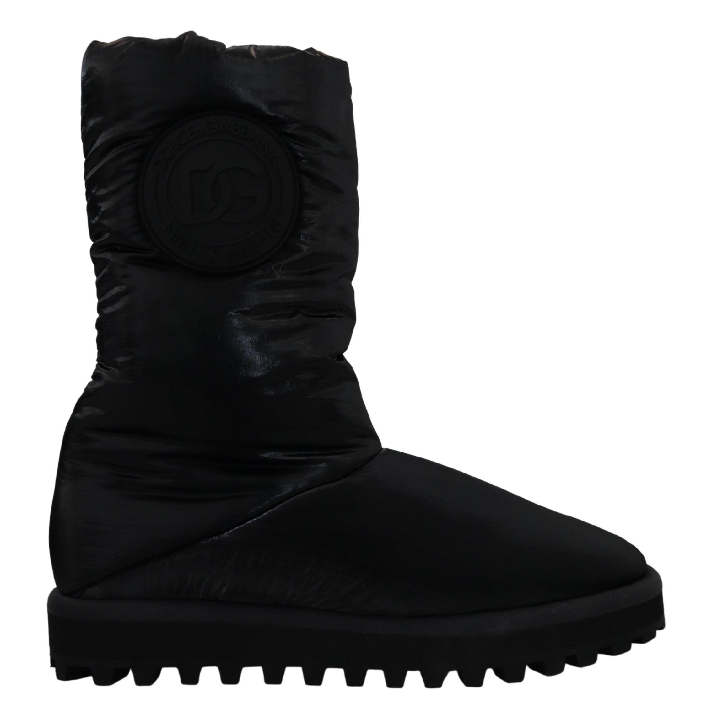 Dolce &amp; Gabbana Elegante halbhohe Stiefel aus schwarzem Polyester