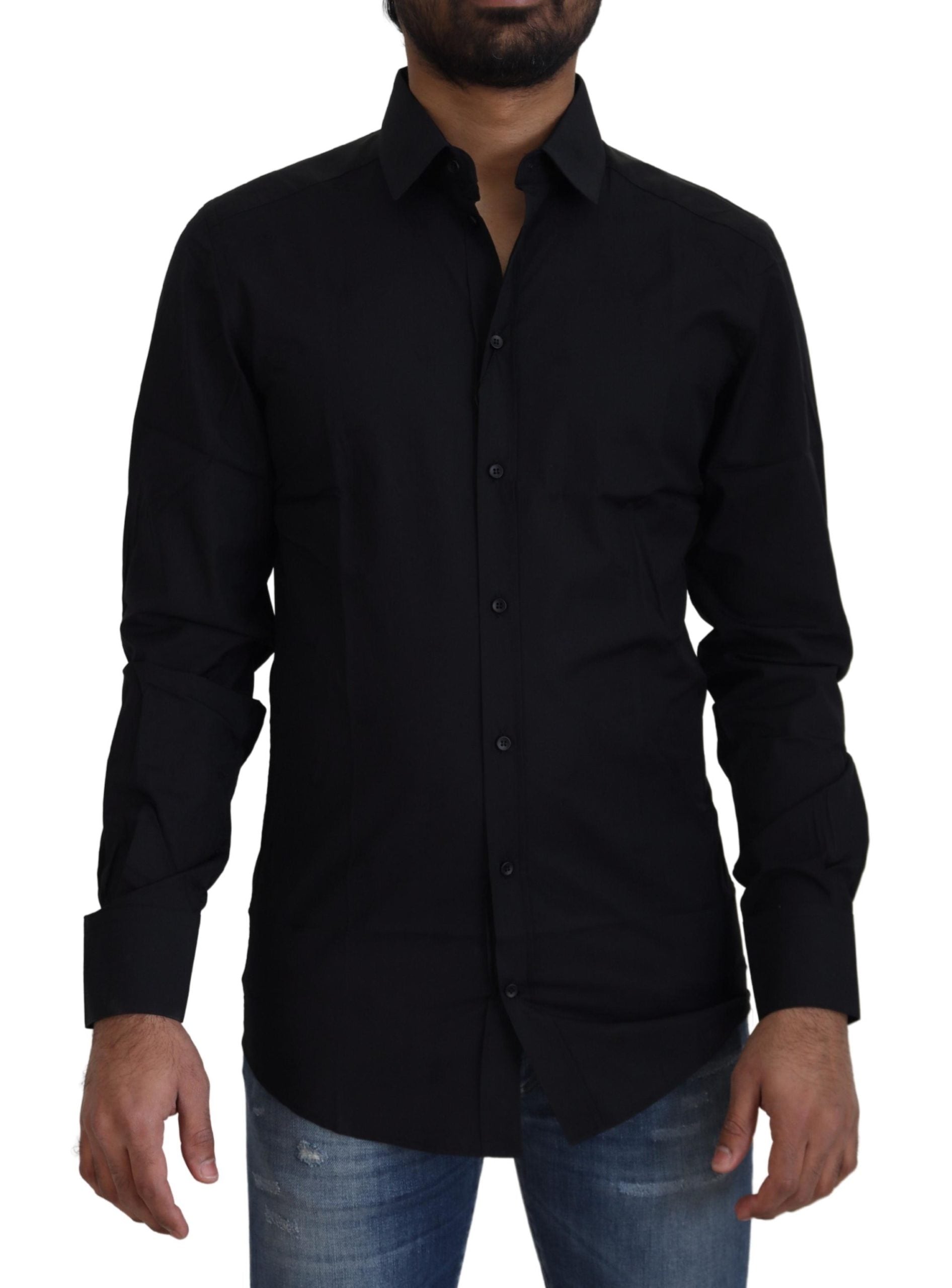 Dolce &amp; Gabbana Schickes schwarzes Baumwollhemd