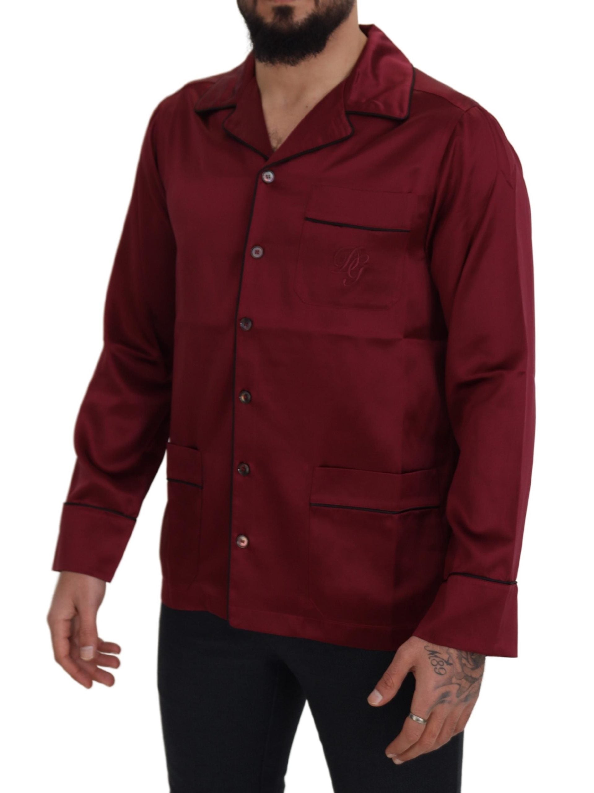 Eleganter roter Nachthemd-Pyjama aus Seide von Dolce &amp; Gabbana