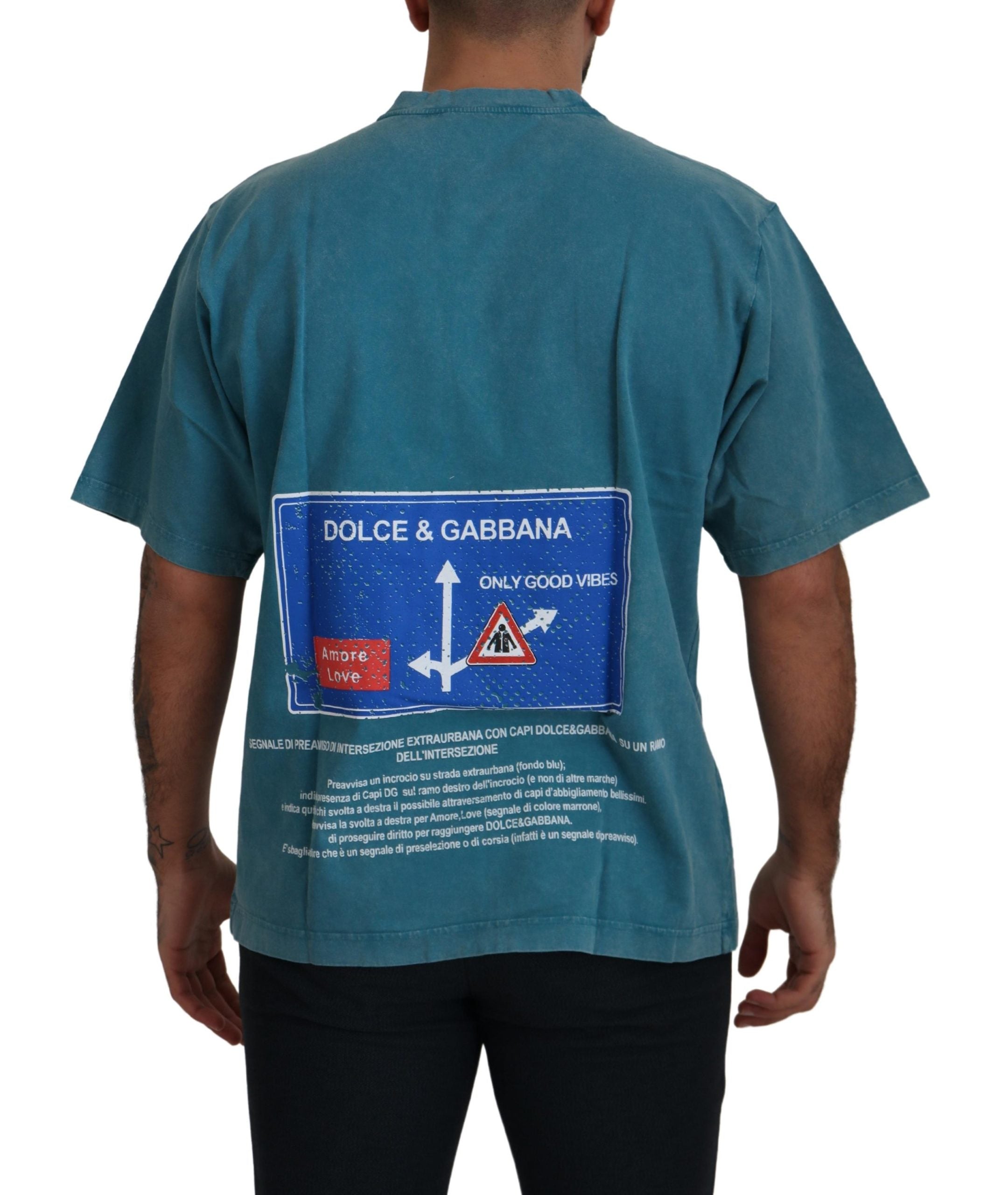 Dolce &amp; Gabbana – Elegantes Baumwoll-T-Shirt mit Rundhalsausschnitt in Blau