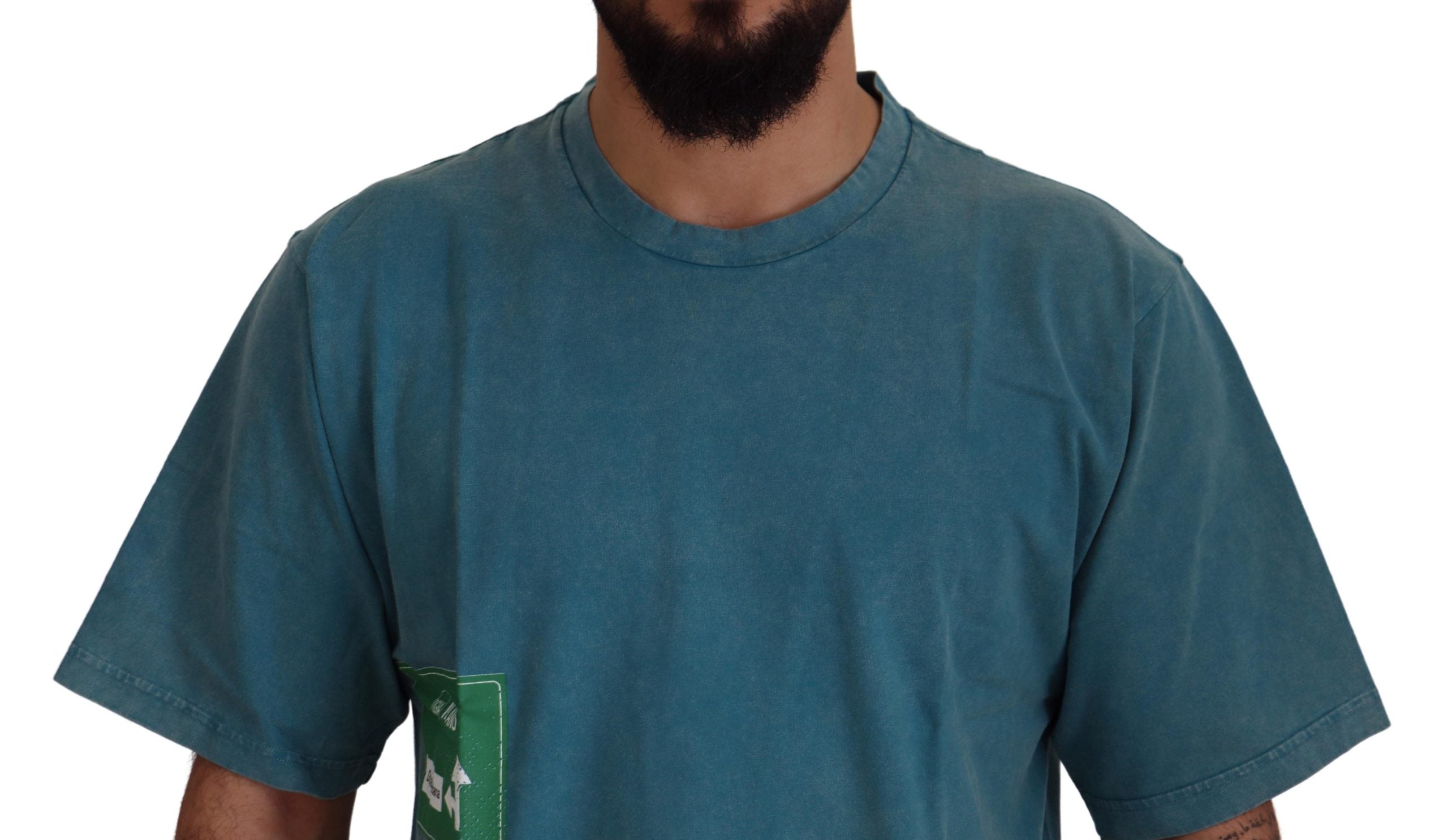 Dolce &amp; Gabbana – Elegantes Baumwoll-T-Shirt mit Rundhalsausschnitt in Blau