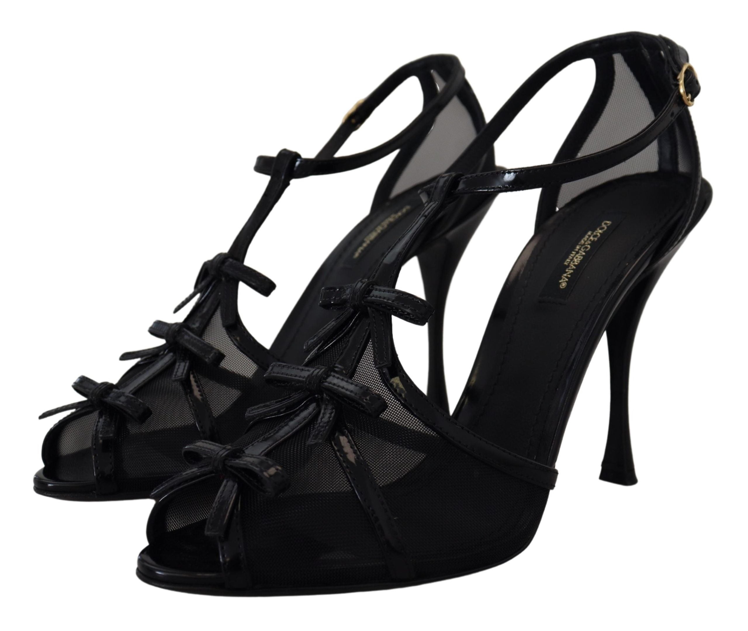 Sandale elegante cu toc stiletto Dolce &amp; Gabbana, negre