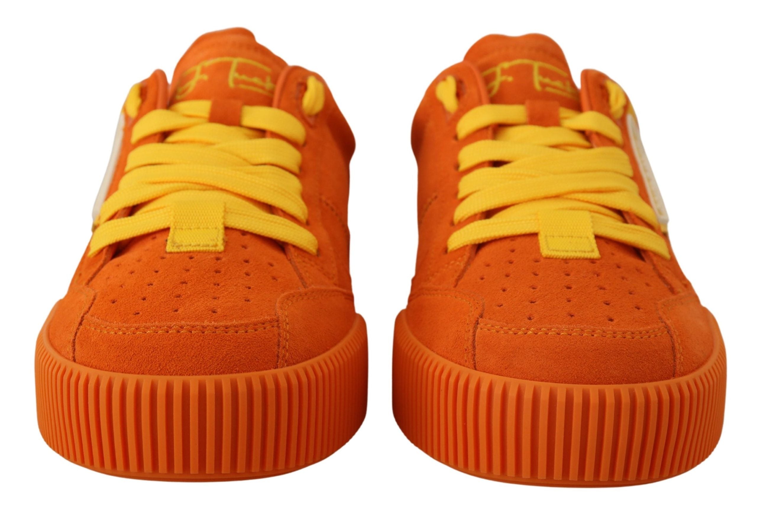Dolce &amp; Gabbana – Schicke Schnür-Sneakers aus orangefarbenem Wildleder