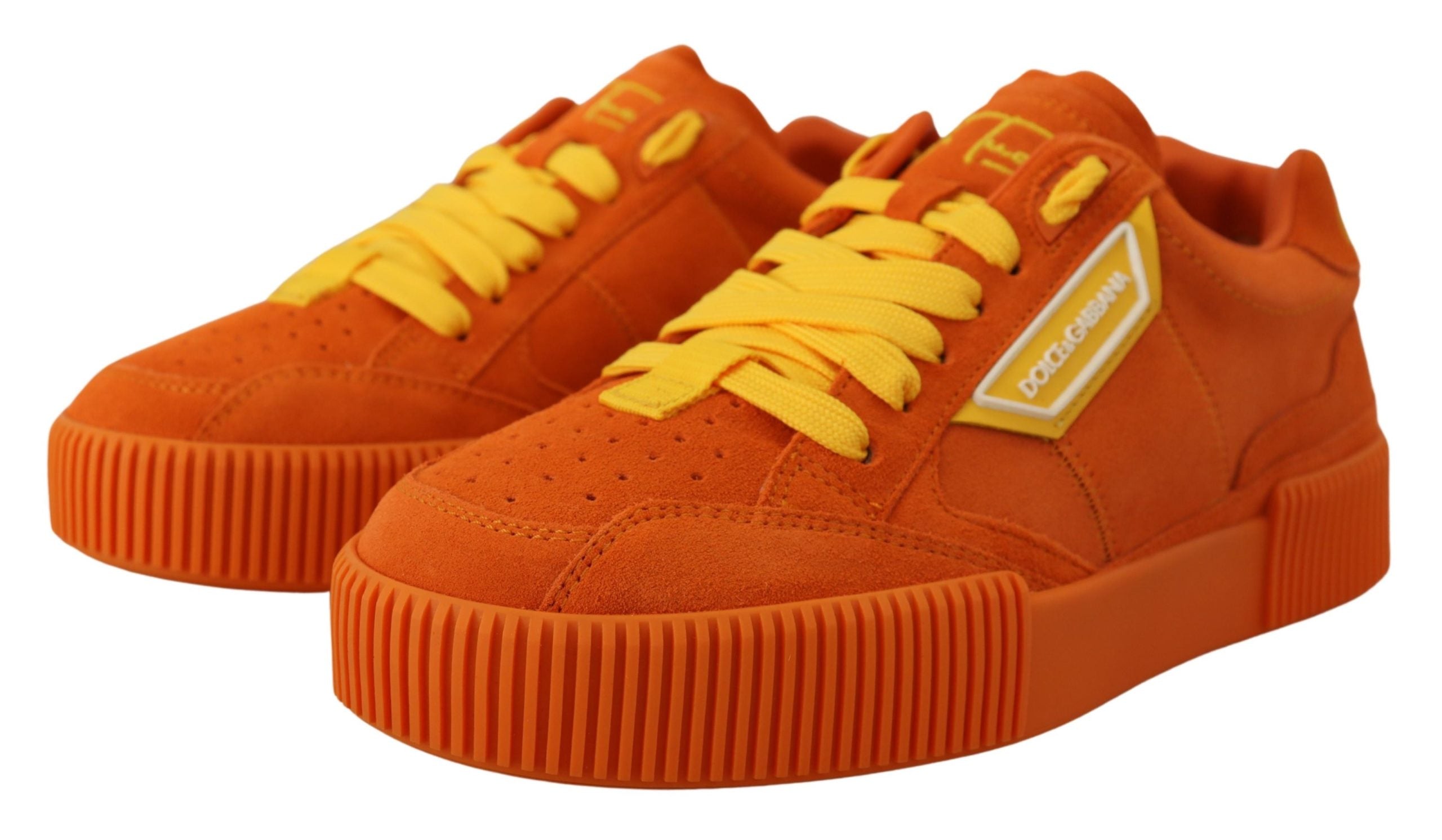 Dolce &amp; Gabbana – Schicke Schnür-Sneakers aus orangefarbenem Wildleder