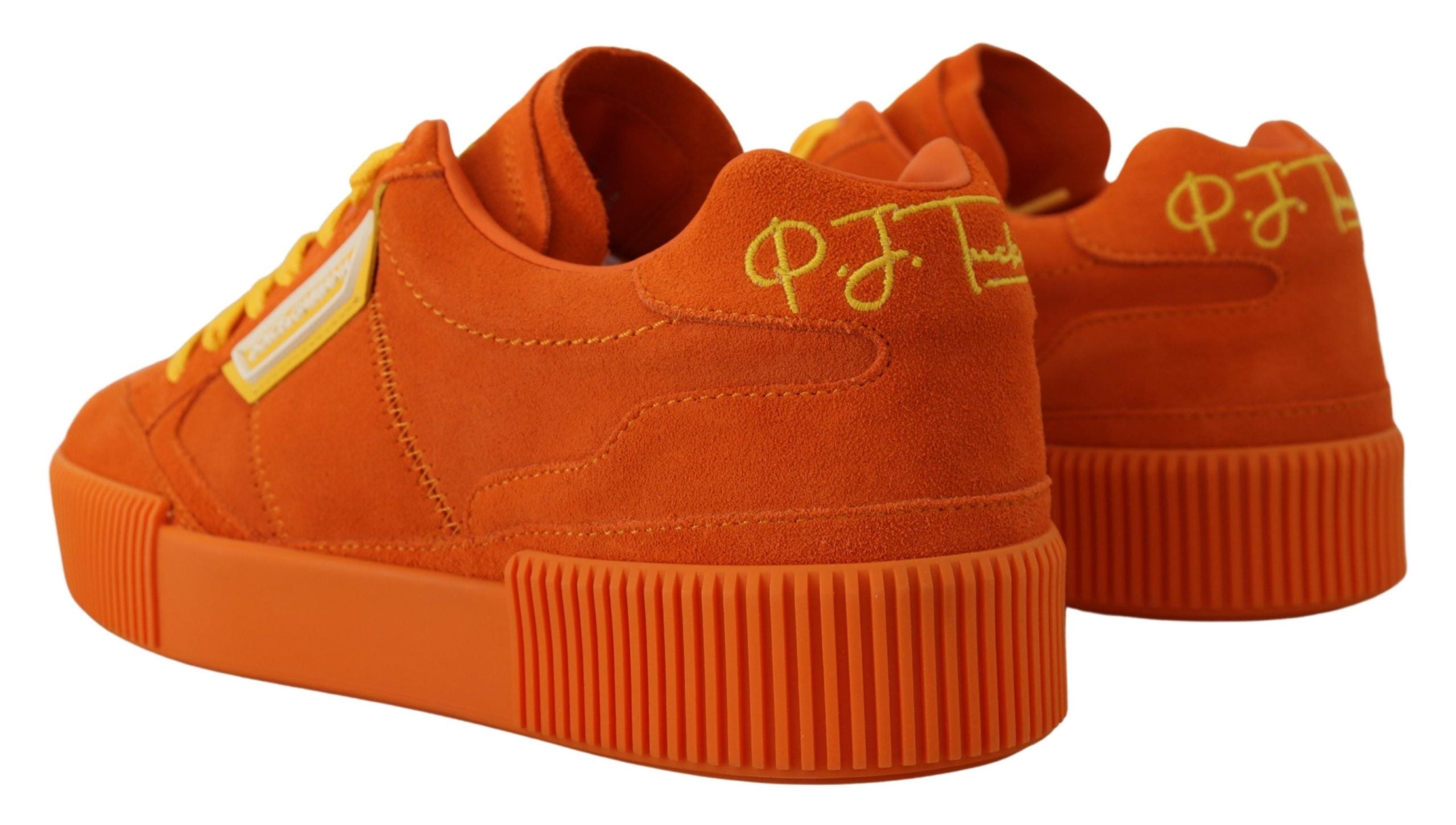 Dolce &amp; Gabbana – Schicke Schnür-Sneakers aus orangefarbenem Wildleder