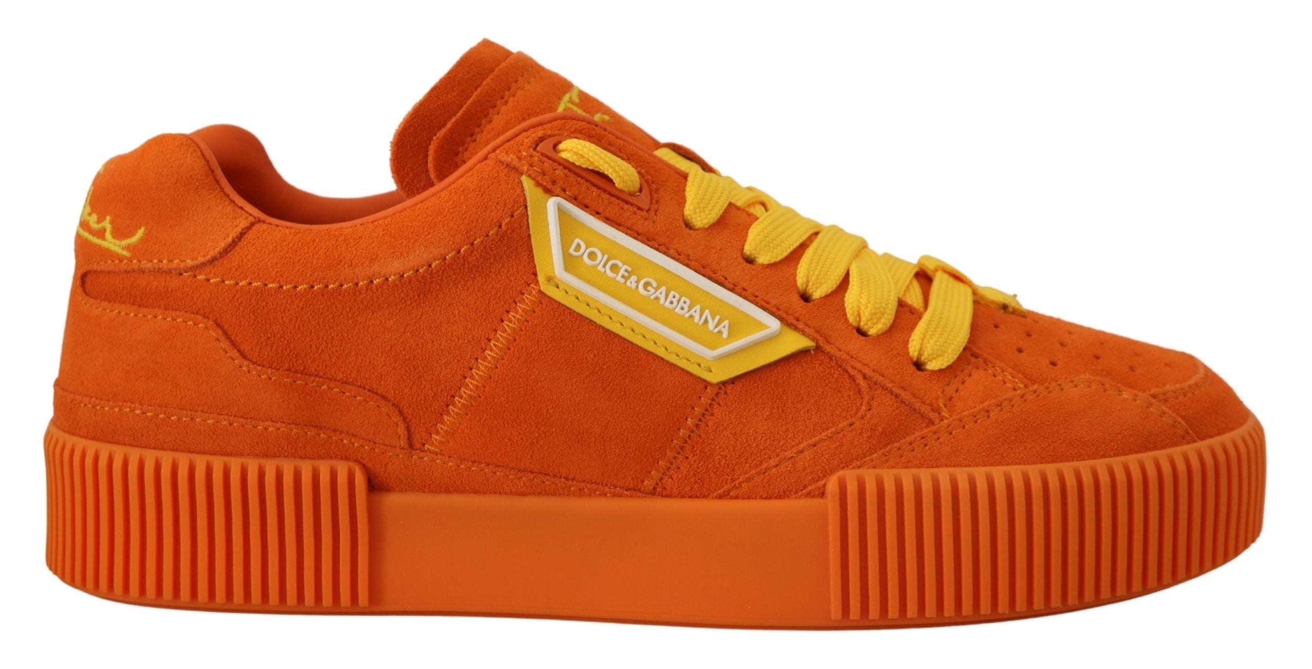 Dolce &amp; Gabbana – Schicke Schnür-Sneakers aus orangefarbenem Wildleder