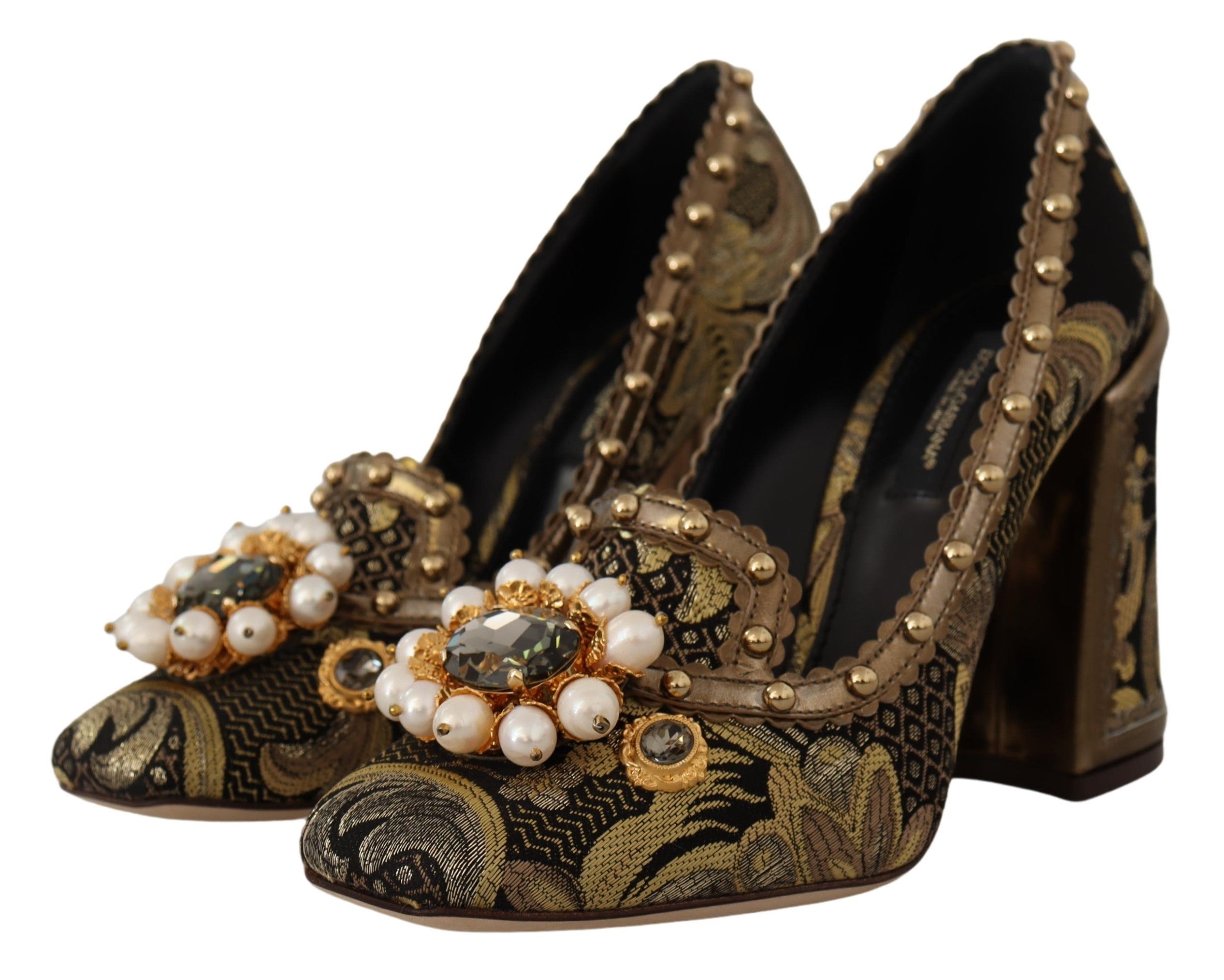Dolce &amp; Gabbana Elegante Pumps aus goldenem Jacquardbrokat