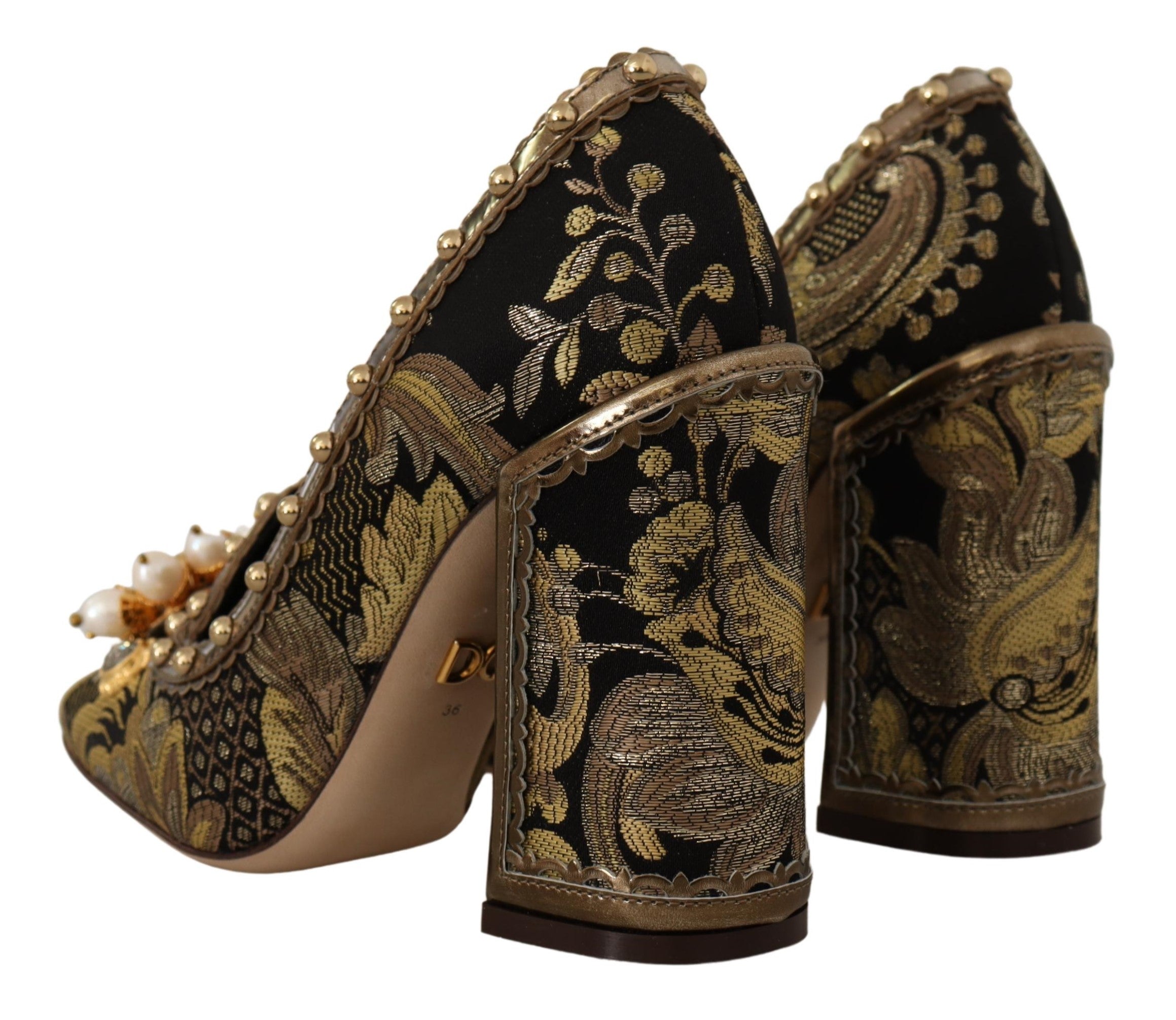 Dolce &amp; Gabbana Elegante Pumps aus goldenem Jacquardbrokat