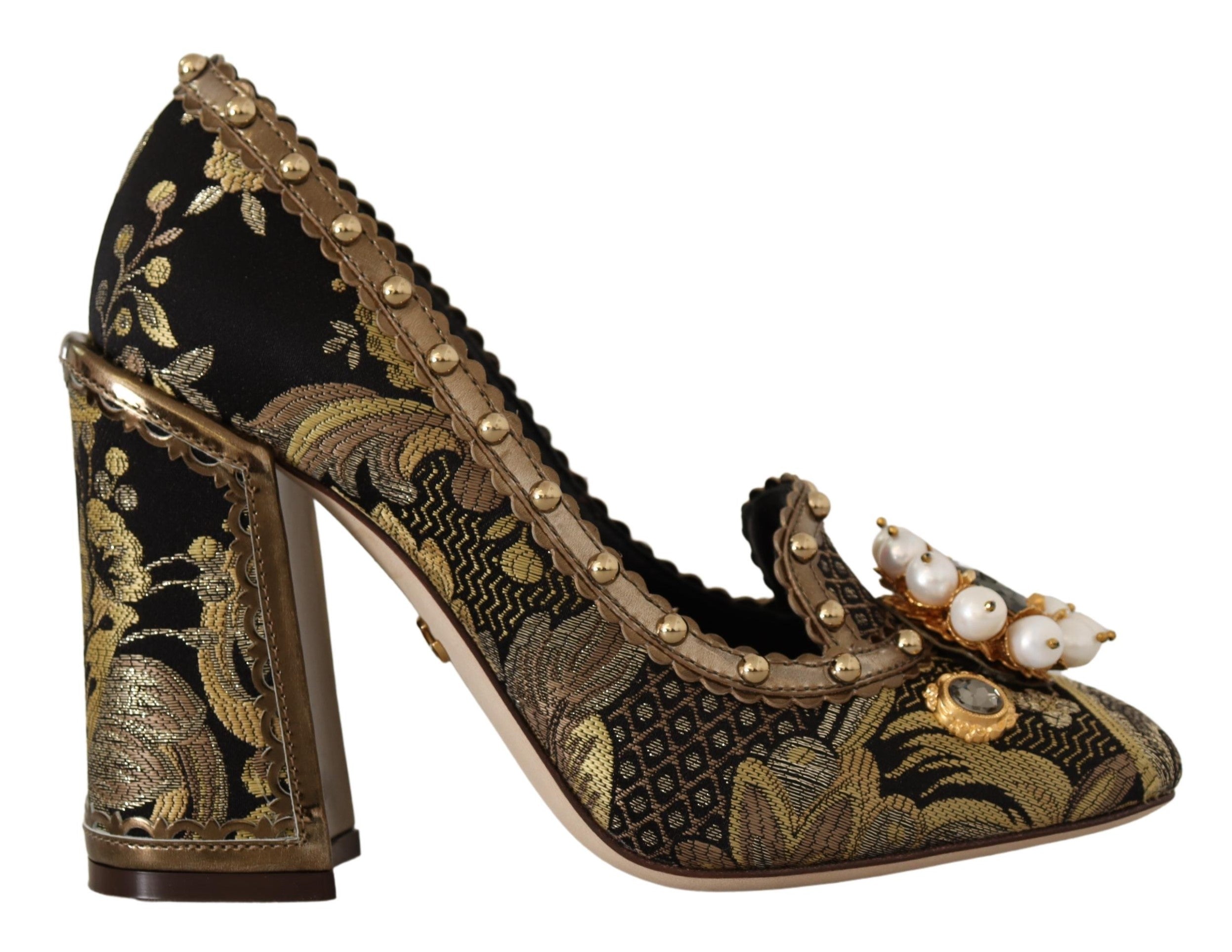 Dolce &amp; Gabbana Elegante Pumps aus goldenem Jacquardbrokat