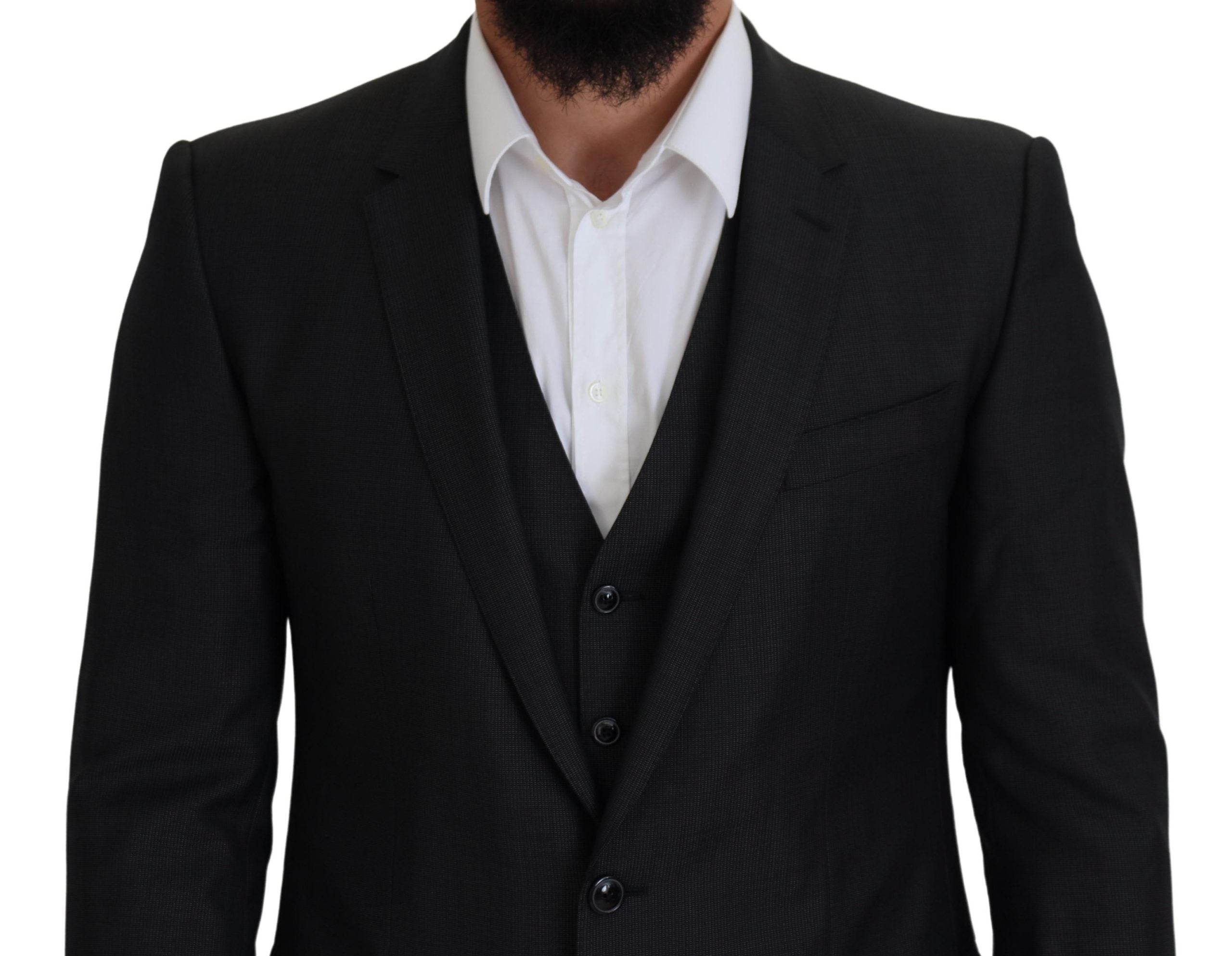Dolce &amp; Gabbana Eleganter grauer Martini-Dreiteiler aus Wolle und Seide
