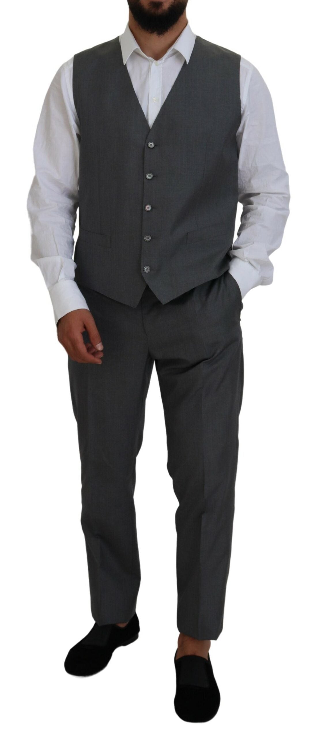 Dolce &amp; Gabbana – Eleganter, dreiteiliger Martini-Anzug in Slim Fit, Silber
