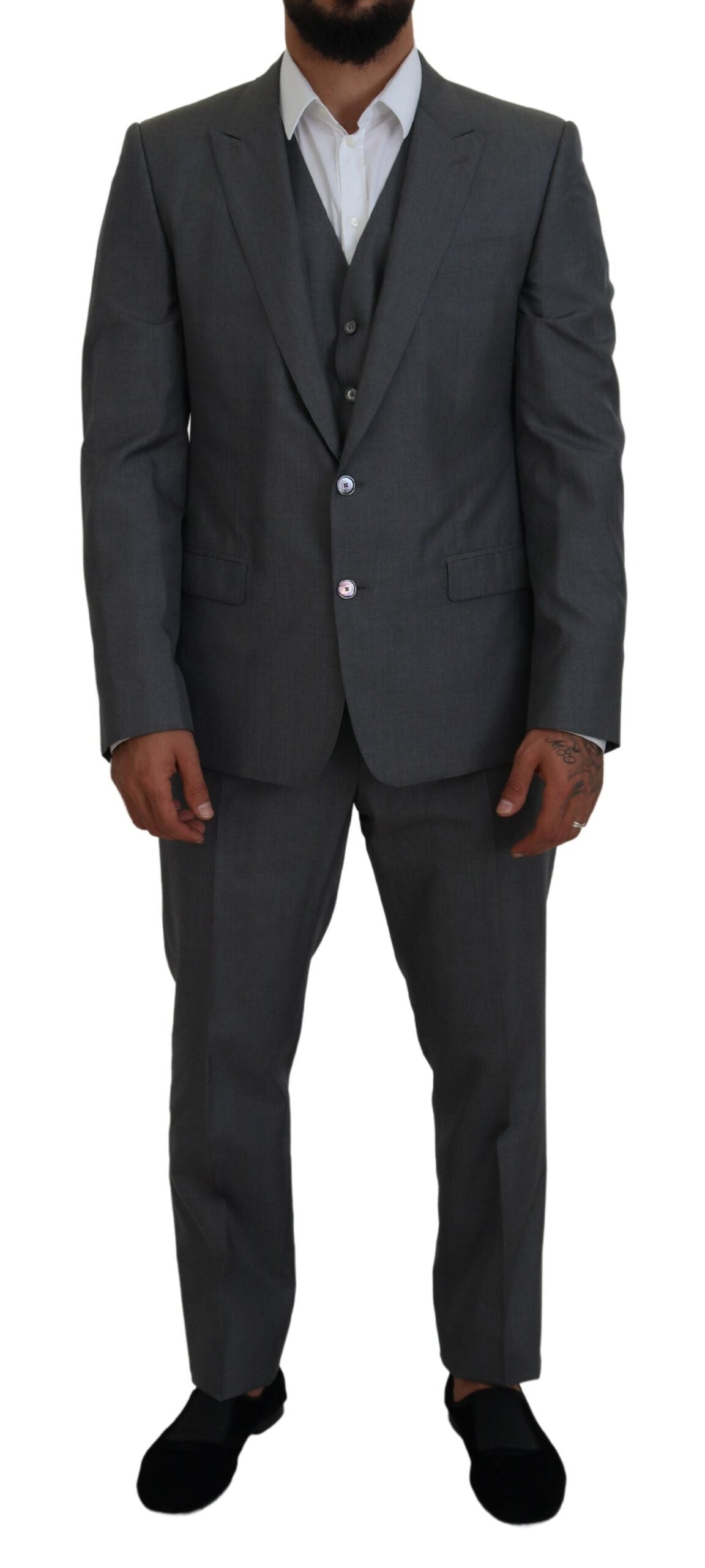 Dolce &amp; Gabbana – Eleganter, dreiteiliger Martini-Anzug in Slim Fit, Silber