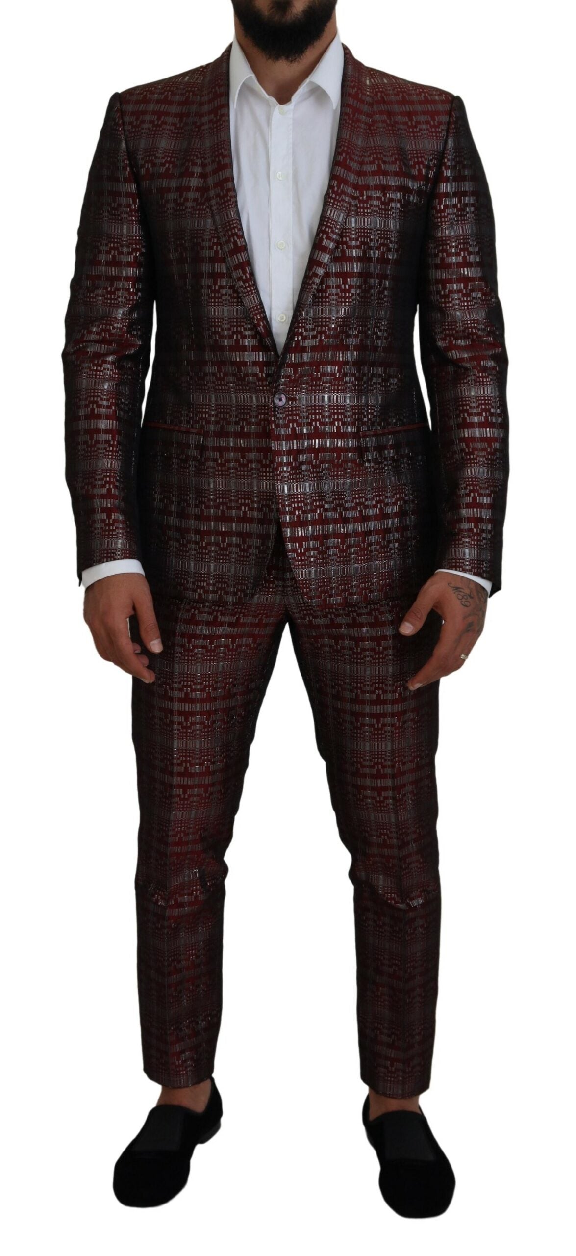 Dolce &amp; Gabbana Bordeaux Fantasy Slim Fit Zweiteiliger Anzug
