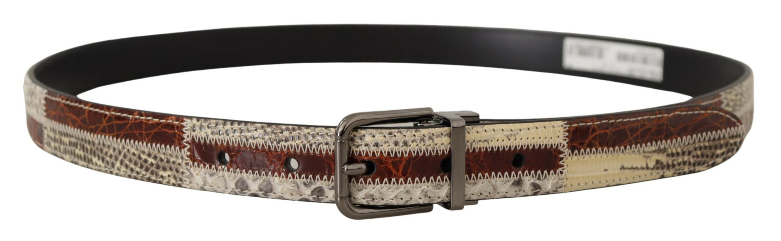 Curea Dolce &amp; Gabbana din piele de șarpe multicoloră cu model patchwork