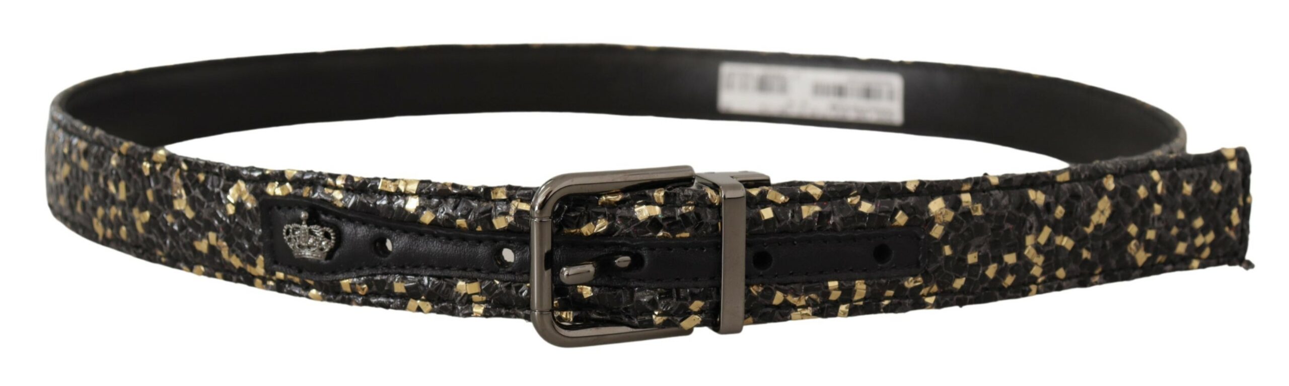 Curea elegantă din piele italiană Dolce &amp; Gabbana cu detaliu coroană