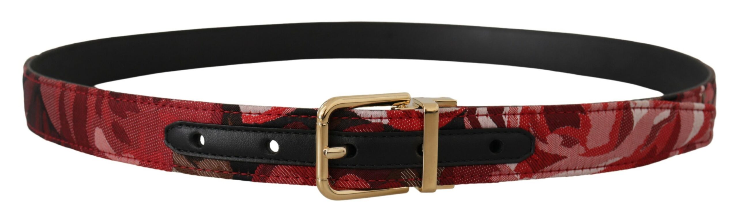 Curea Dolce &amp; Gabbana din piele roșie multicoloră cu cataramă aurie