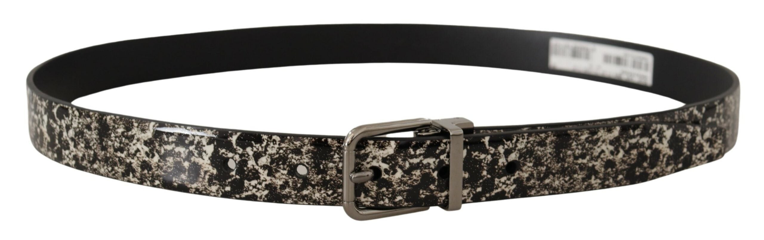 Curea elegantă din piele cu imprimeu marmorat negru Dolce &amp; Gabbana