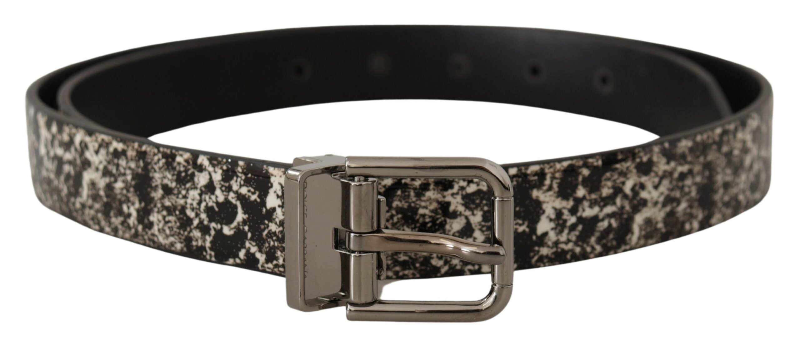 Curea elegantă din piele cu imprimeu marmorat negru Dolce &amp; Gabbana