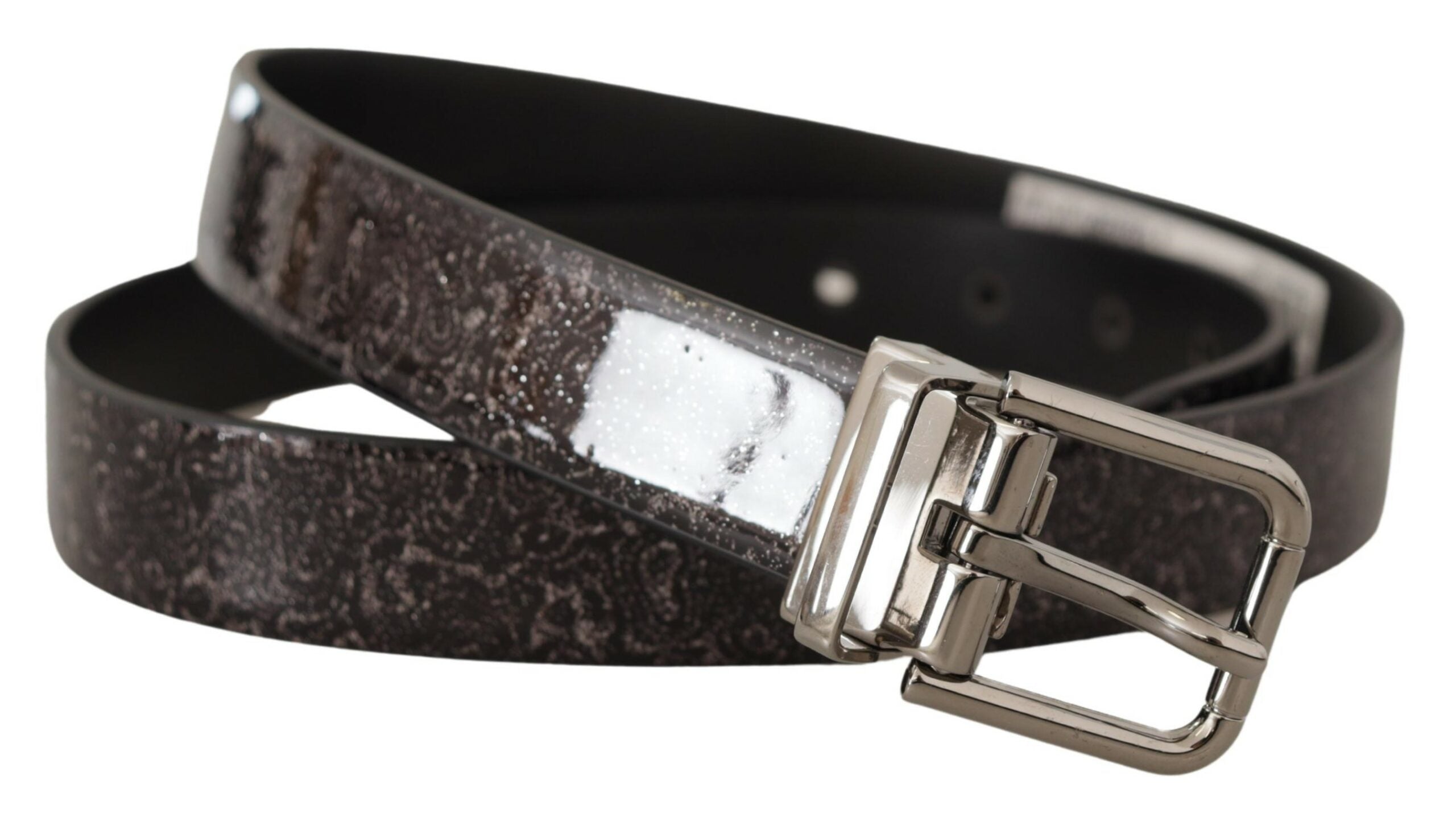 Curea elegantă din piele grograin Dolce &amp; Gabbana cu cataramă metalică