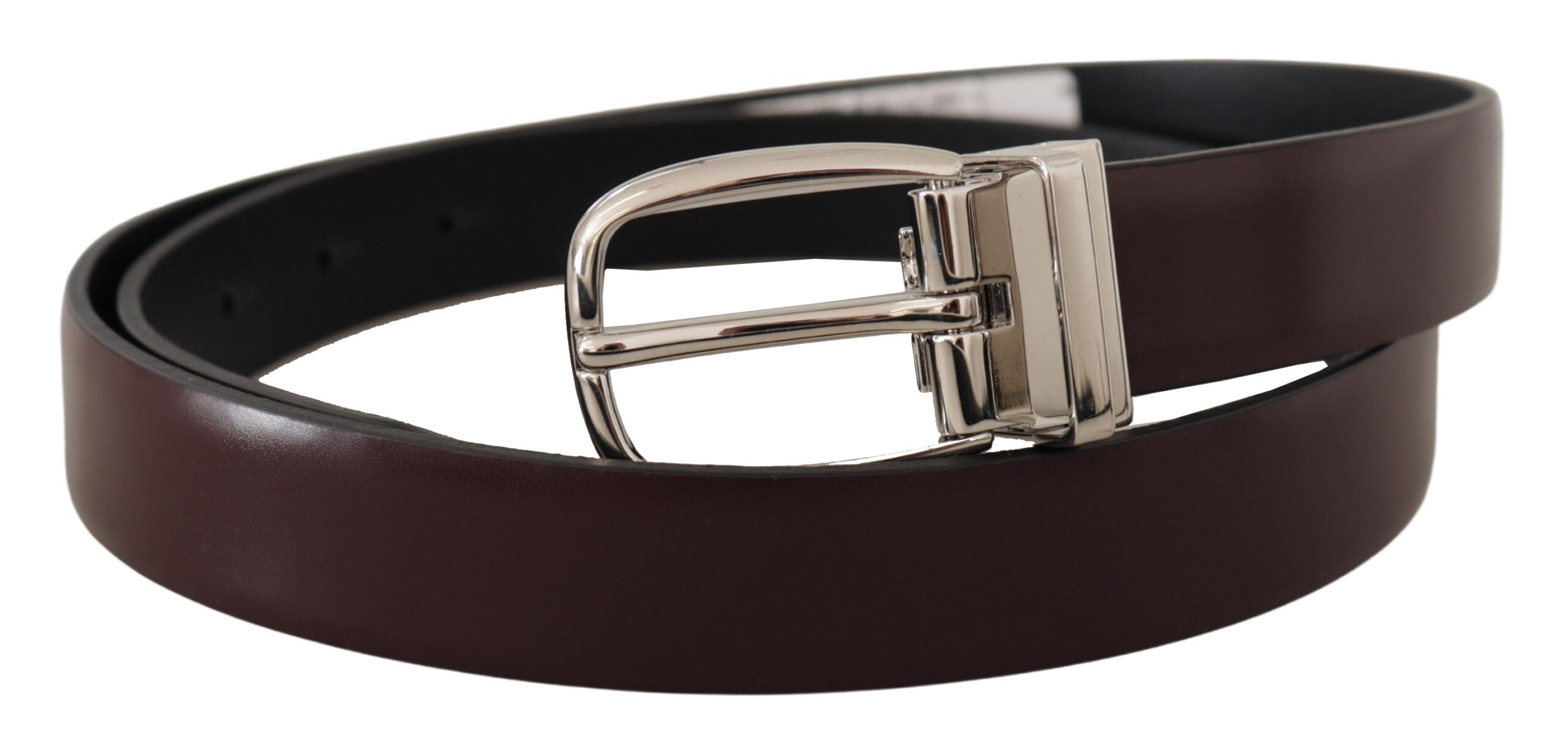 Curea elegantă din piele Dolce &amp; Gabbana cu cataramă metalică argintie