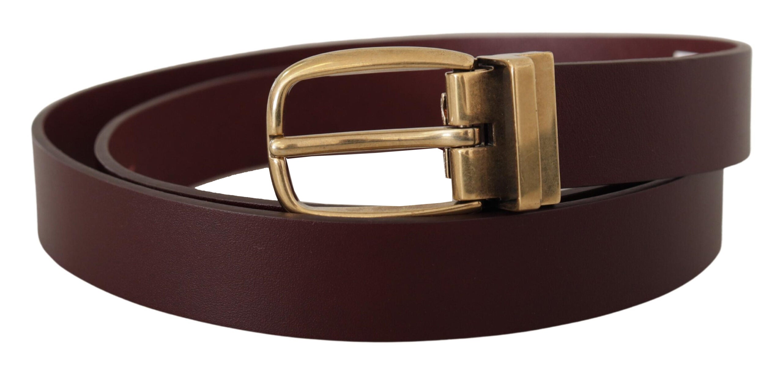 Curea elegantă din piele maro Dolce &amp; Gabbana cu cataramă aurie