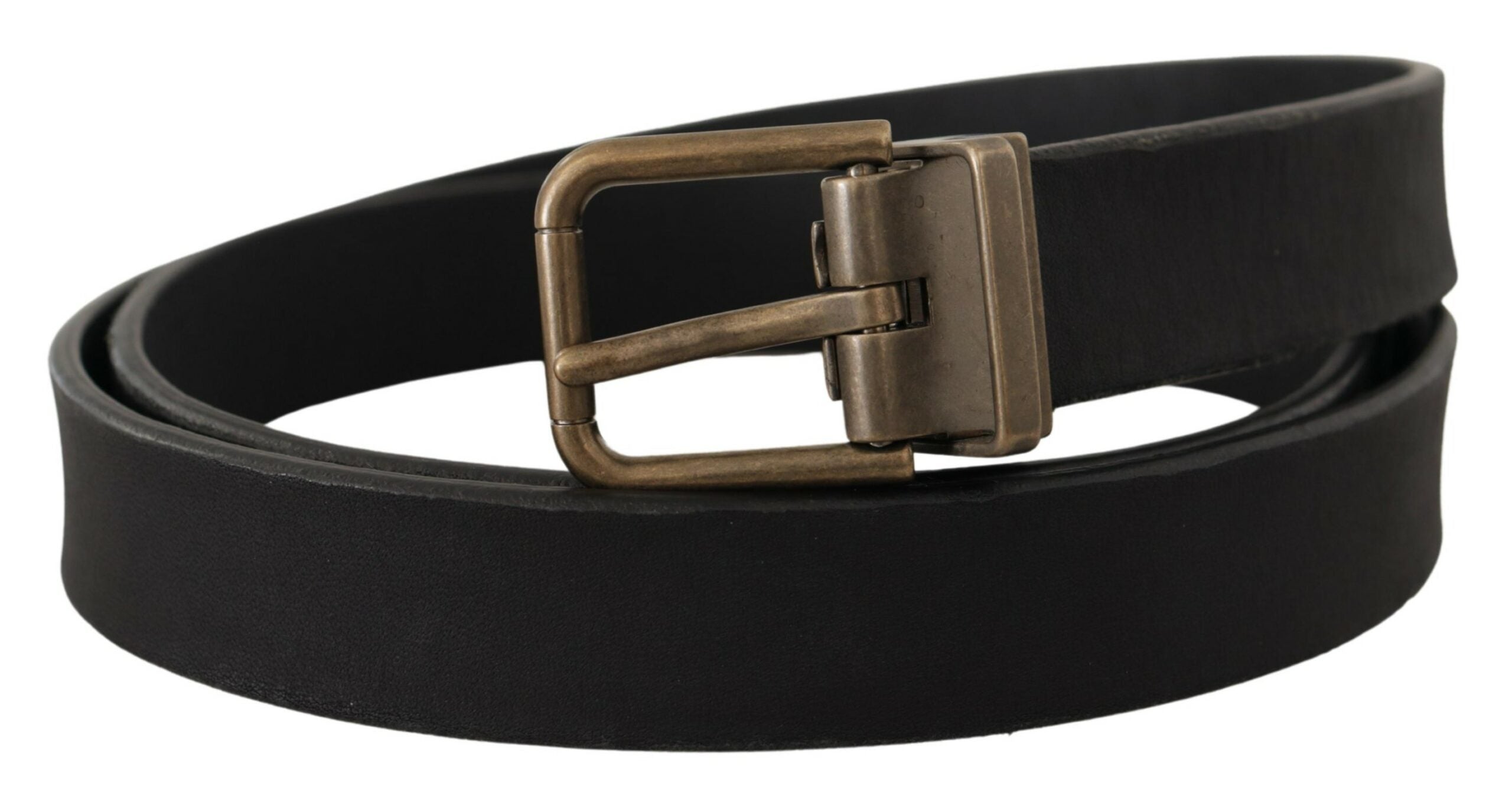 Curea elegantă din piele neagră Dolce &amp; Gabbana cu cataramă metalică vintage