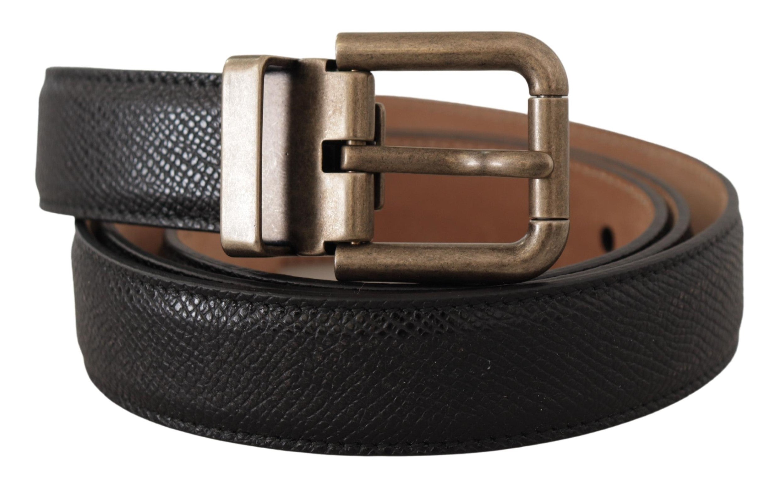 Curea elegantă din piele neagră Dolce &amp; Gabbana cu cataramă metalică vintage