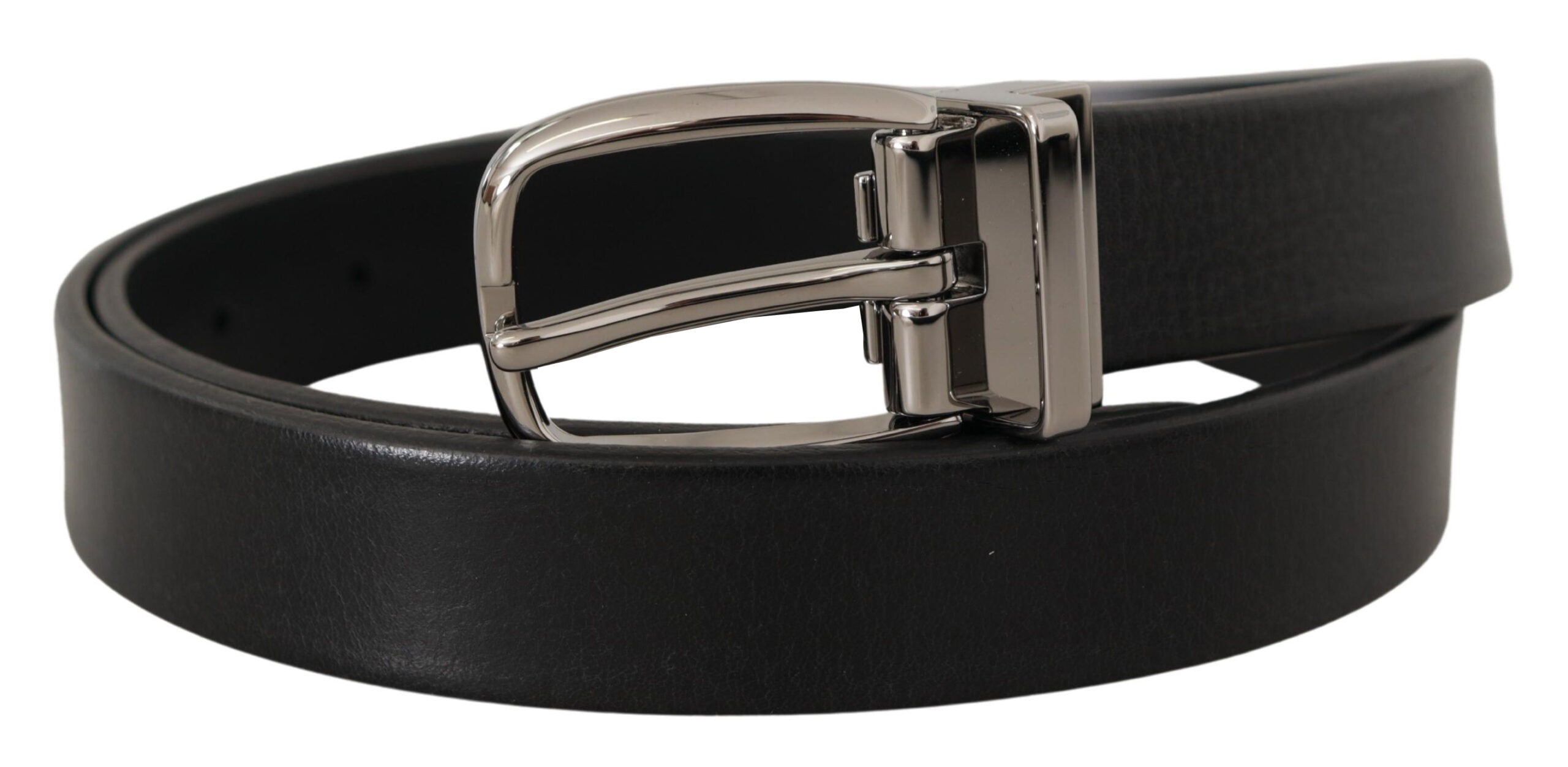 Curea elegantă din piele neagră Dolce &amp; Gabbana cu cataramă metalică