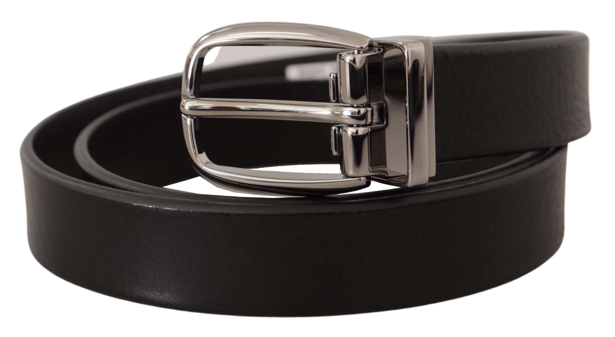 Curea elegantă din piele neagră Dolce &amp; Gabbana cu cataramă metalică