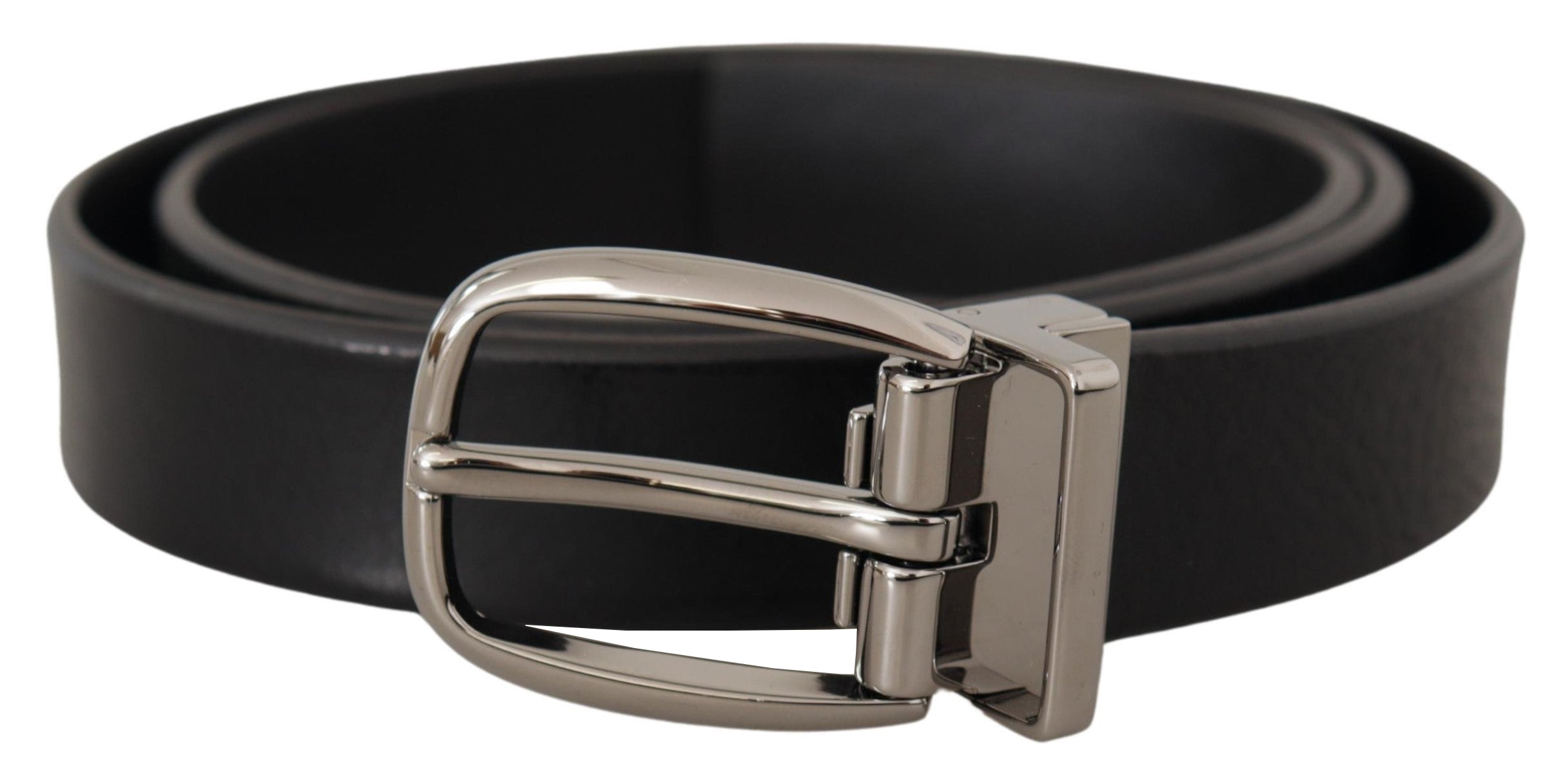 Curea elegantă din piele neagră Dolce &amp; Gabbana cu cataramă metalică