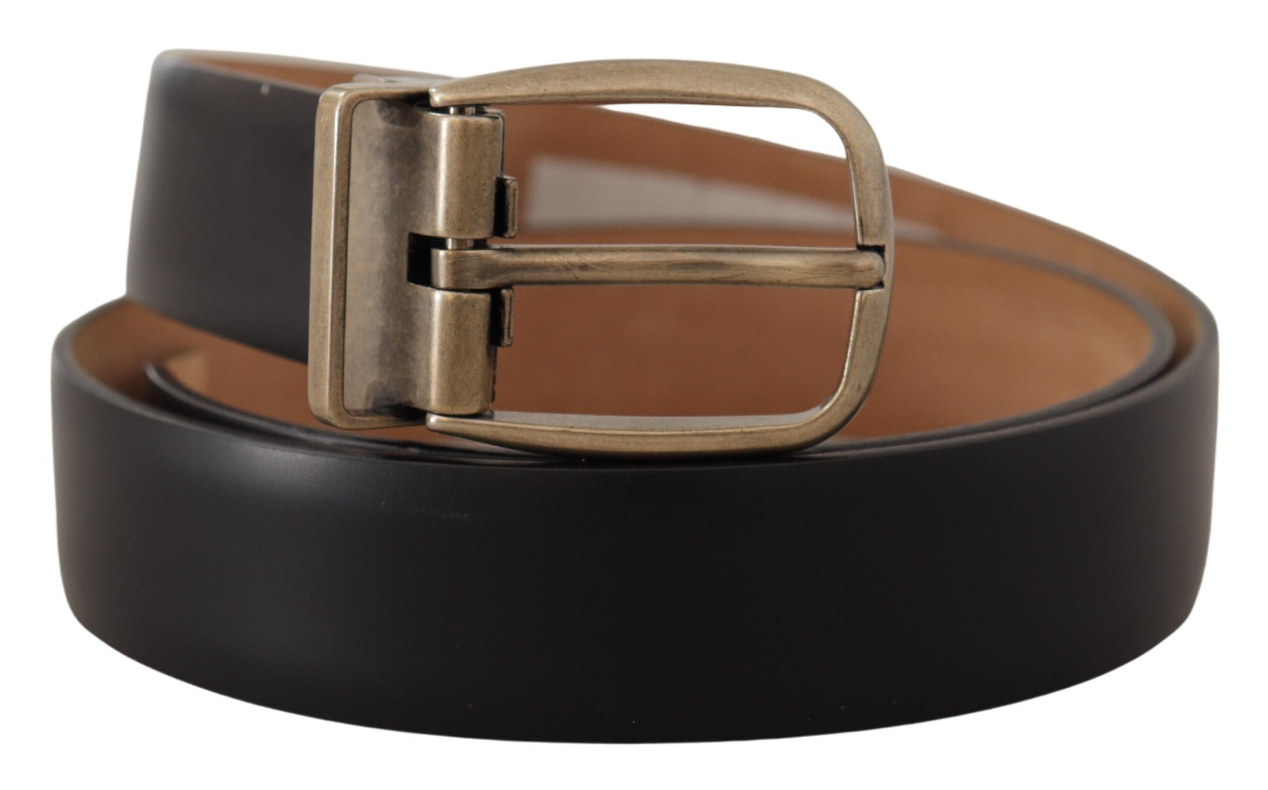 Curea elegantă din piele neagră Dolce &amp; Gabbana cu cataramă metalică