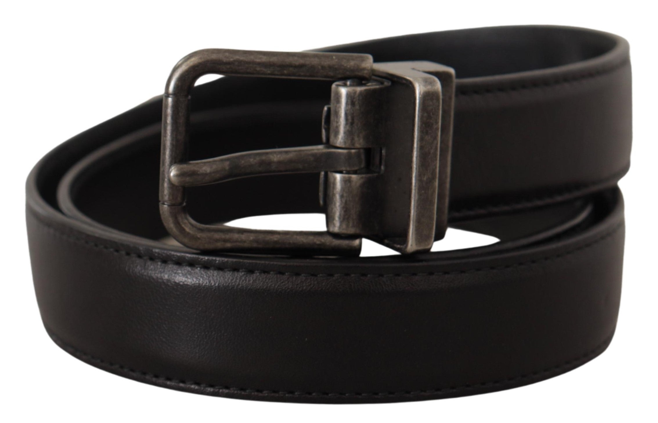 Curea elegantă din piele neagră Dolce &amp; Gabbana cu cataramă metalică