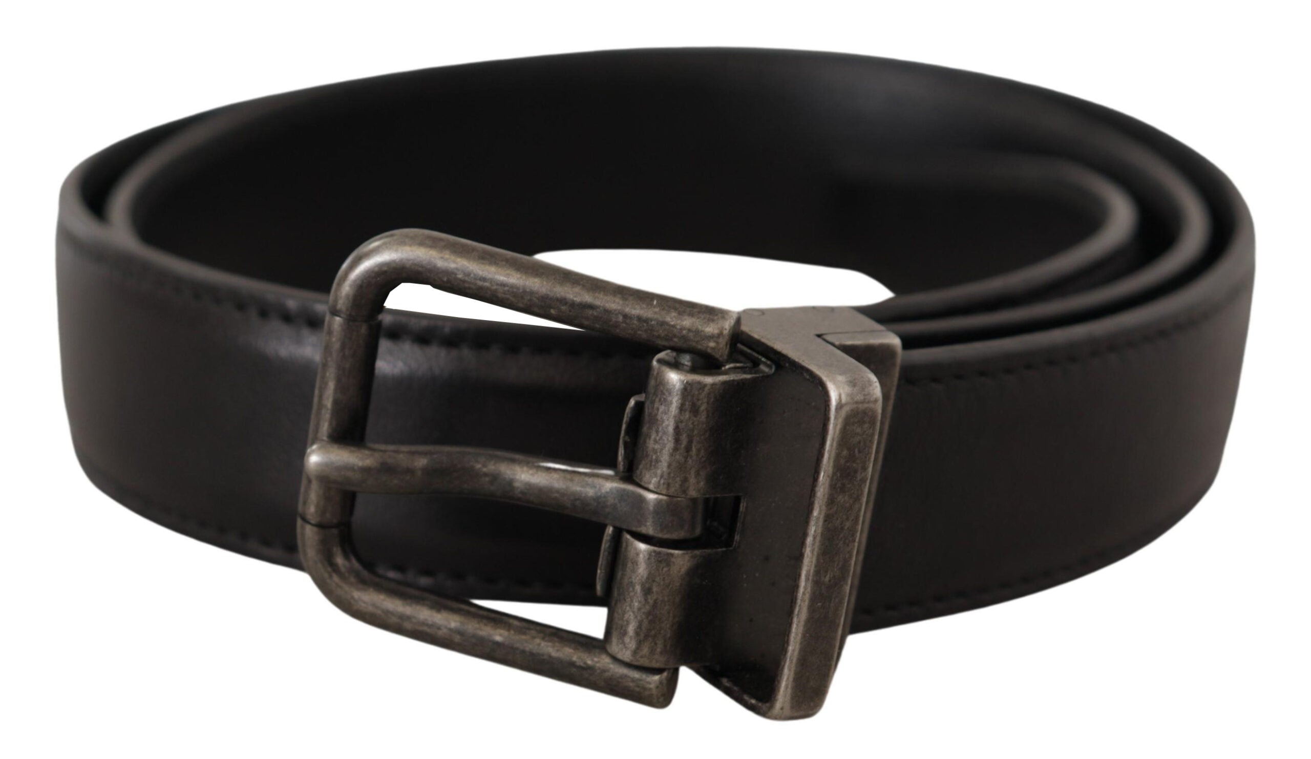 Curea elegantă din piele neagră Dolce &amp; Gabbana cu cataramă metalică