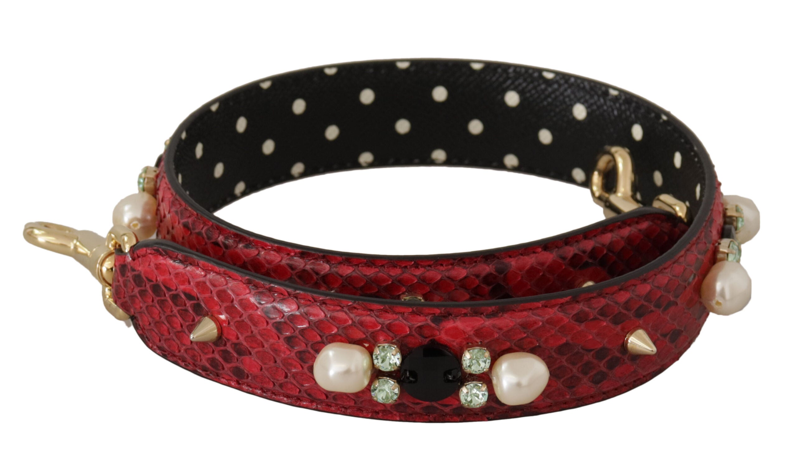 Curea de umăr elegantă din piele roșie de piton Dolce &amp; Gabbana