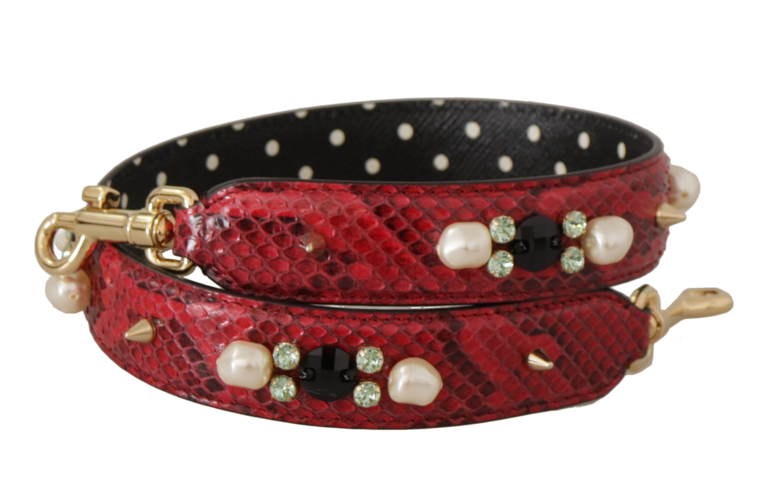 Curea de umăr elegantă din piele roșie de piton Dolce &amp; Gabbana