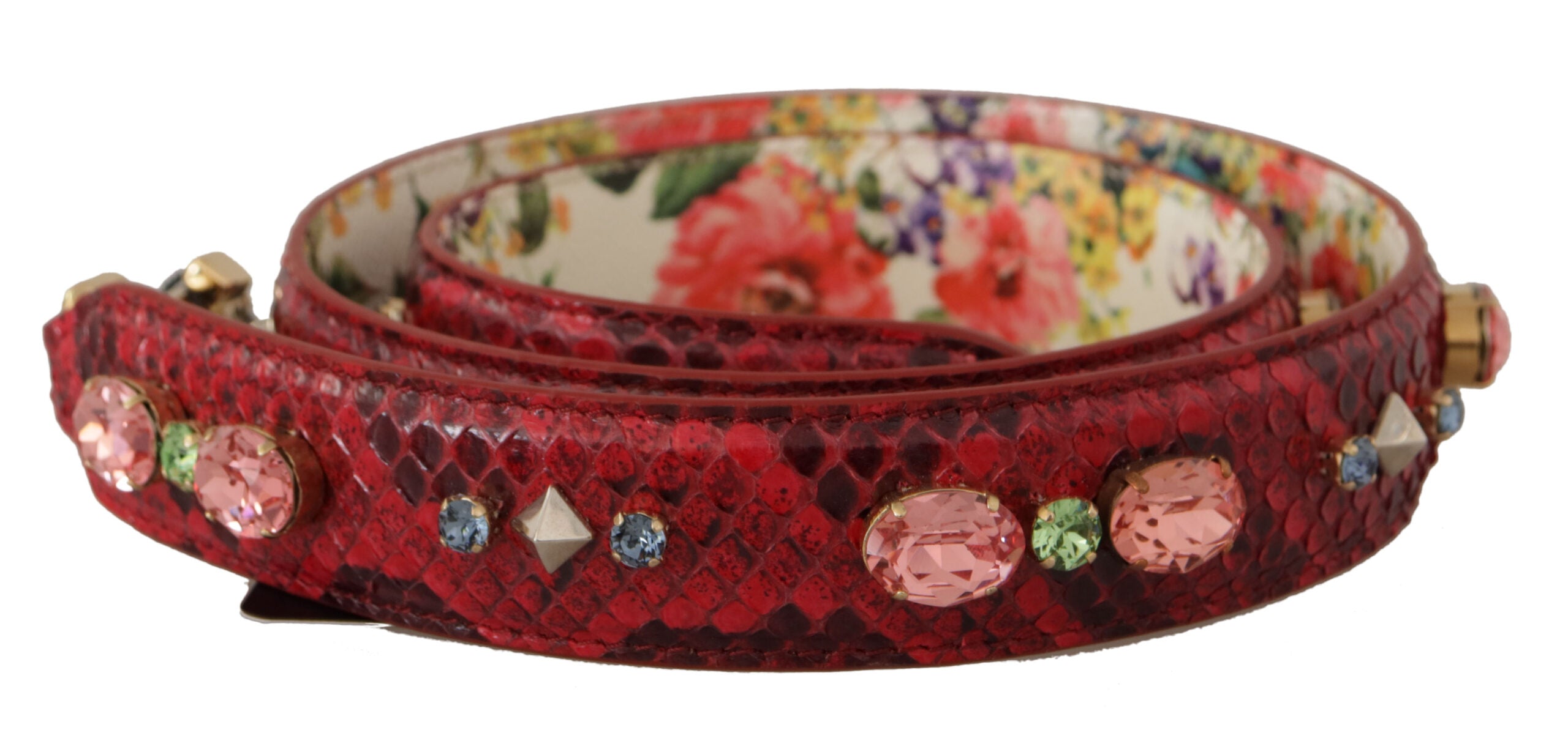 Geantă Dolce &amp; Gabbana Elegant Red Python Leather Bag
