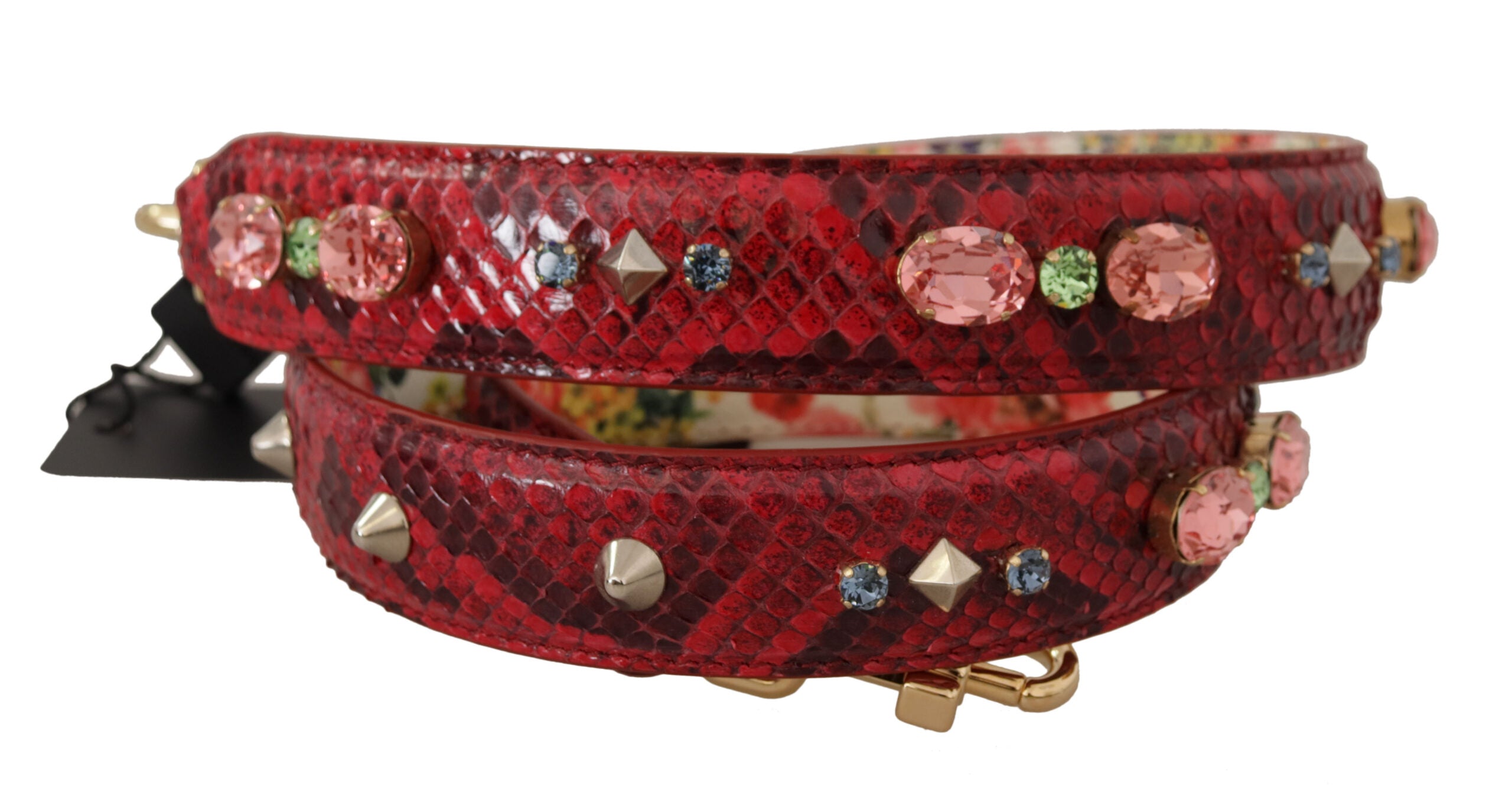 Geantă Dolce &amp; Gabbana Elegant Red Python Leather Bag