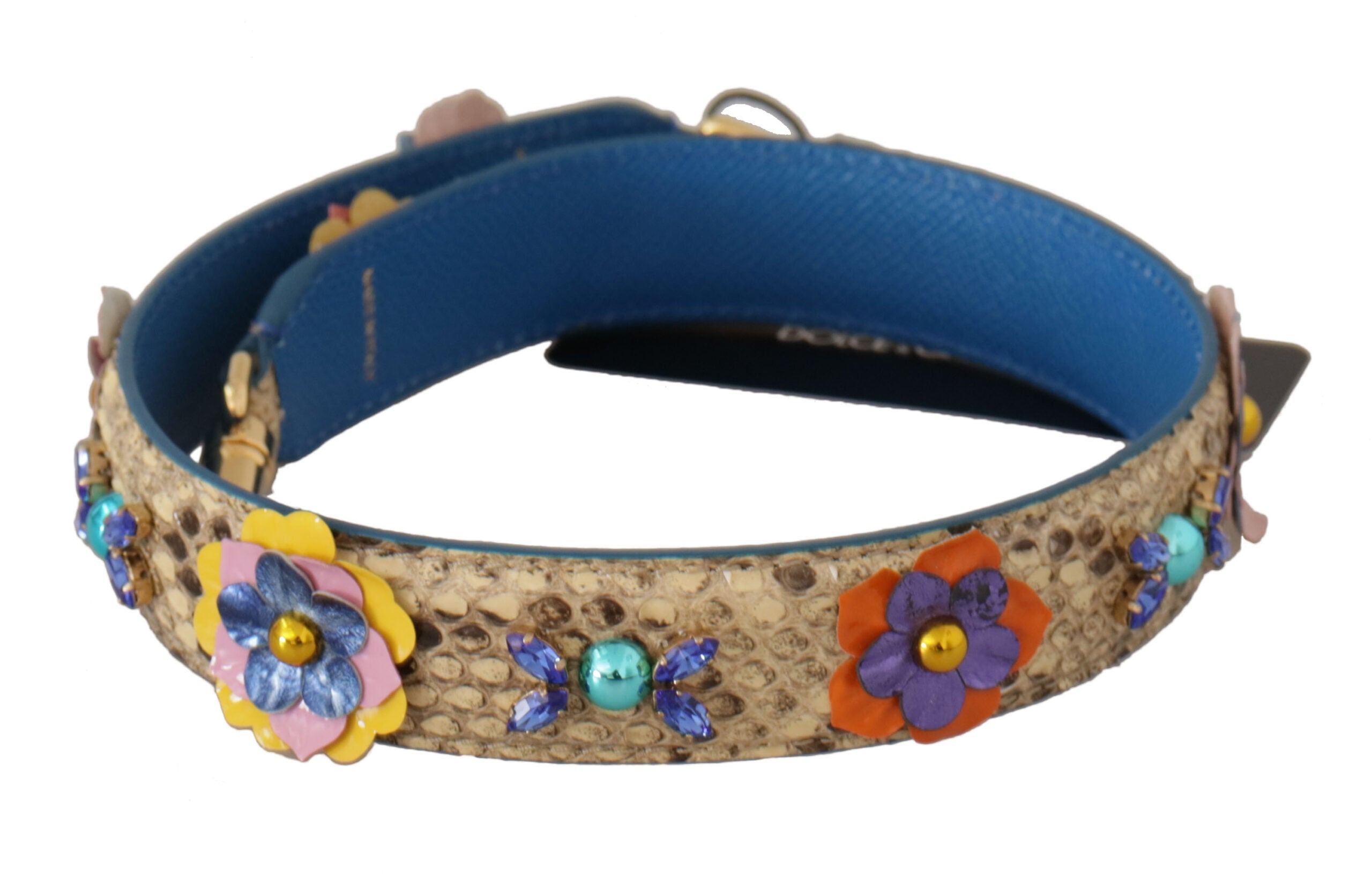 Curea elegantă din piele bej piton Dolce &amp; Gabbana