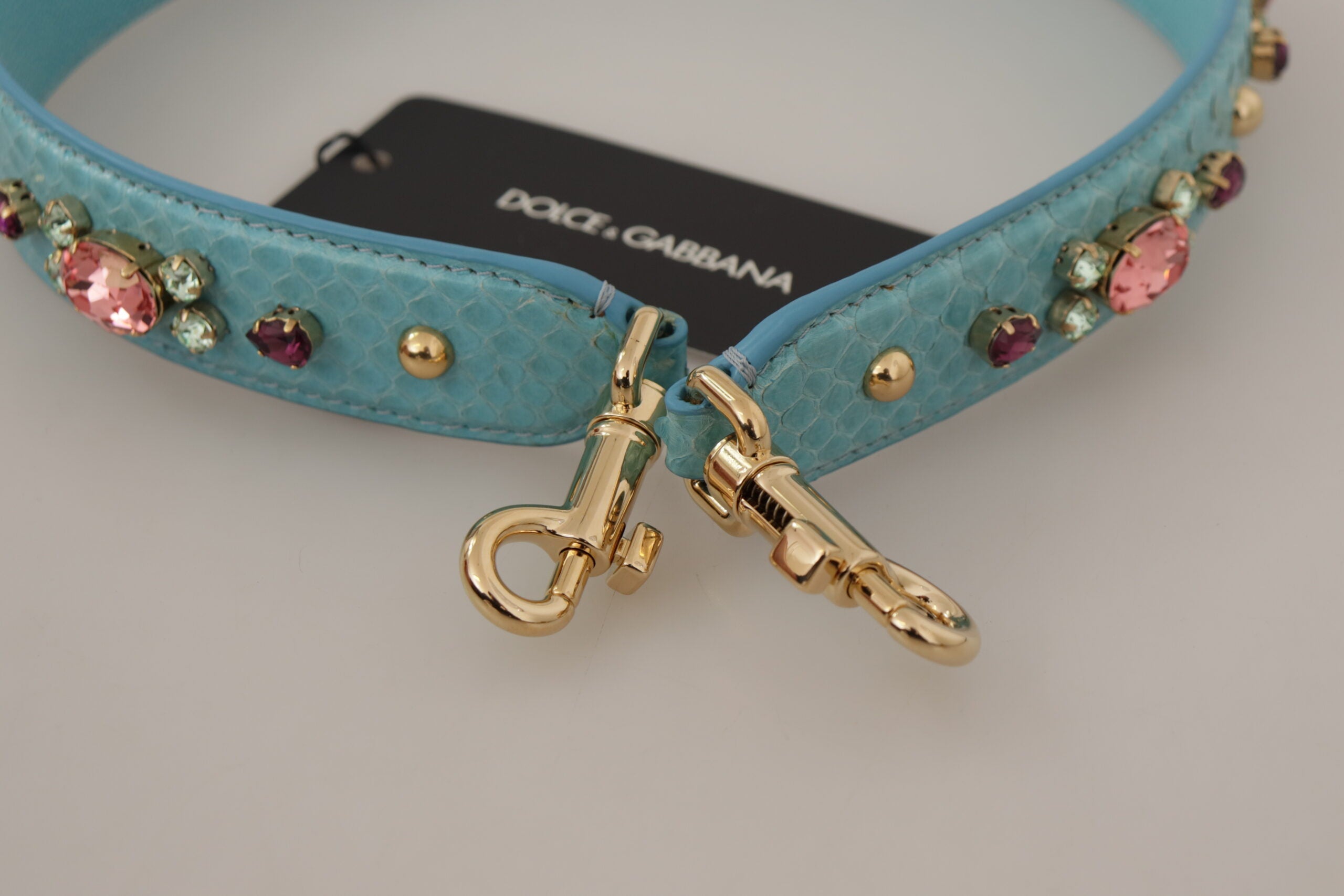 Geantă Dolce &amp; Gabbana elegantă din piele albastră cu accente aurii